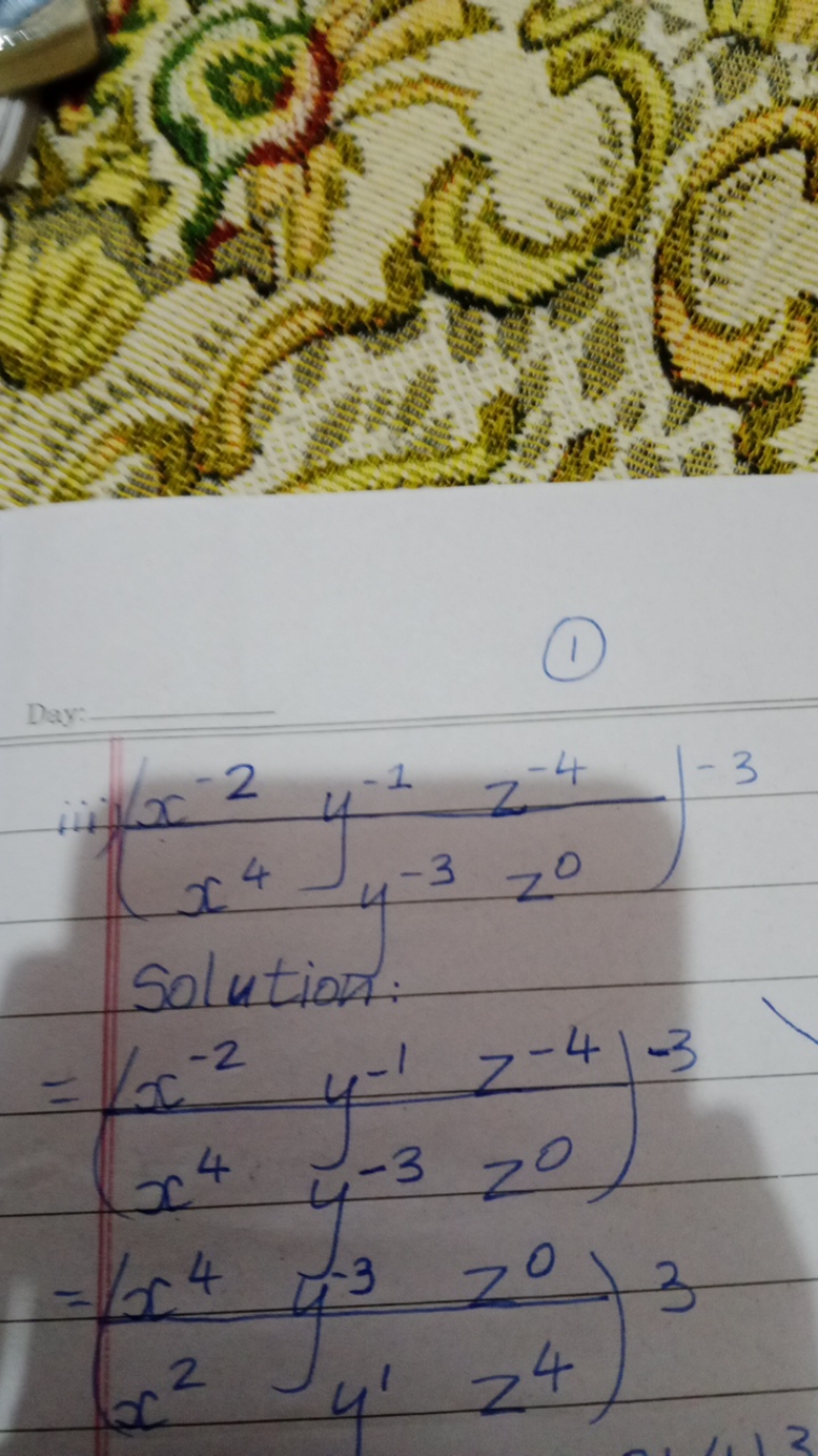 (1)
(x4y−3z0x−2y−1z−4​)−solution: =(x4y−3z0x−2y−1z−4​)−3=(x4y−3z0x2​y1