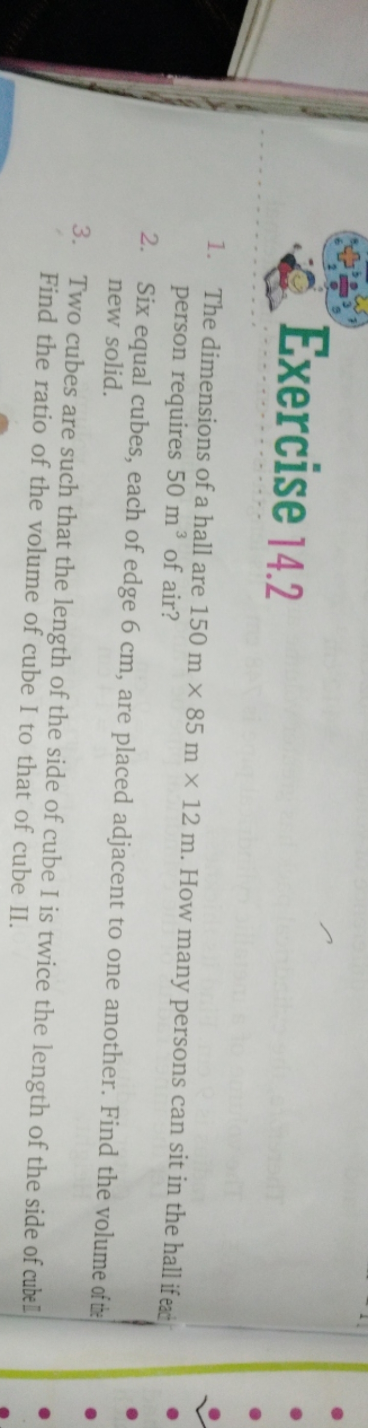 1. The dimensions of a hall are 150 m×85 m×12 m. How many persons can 