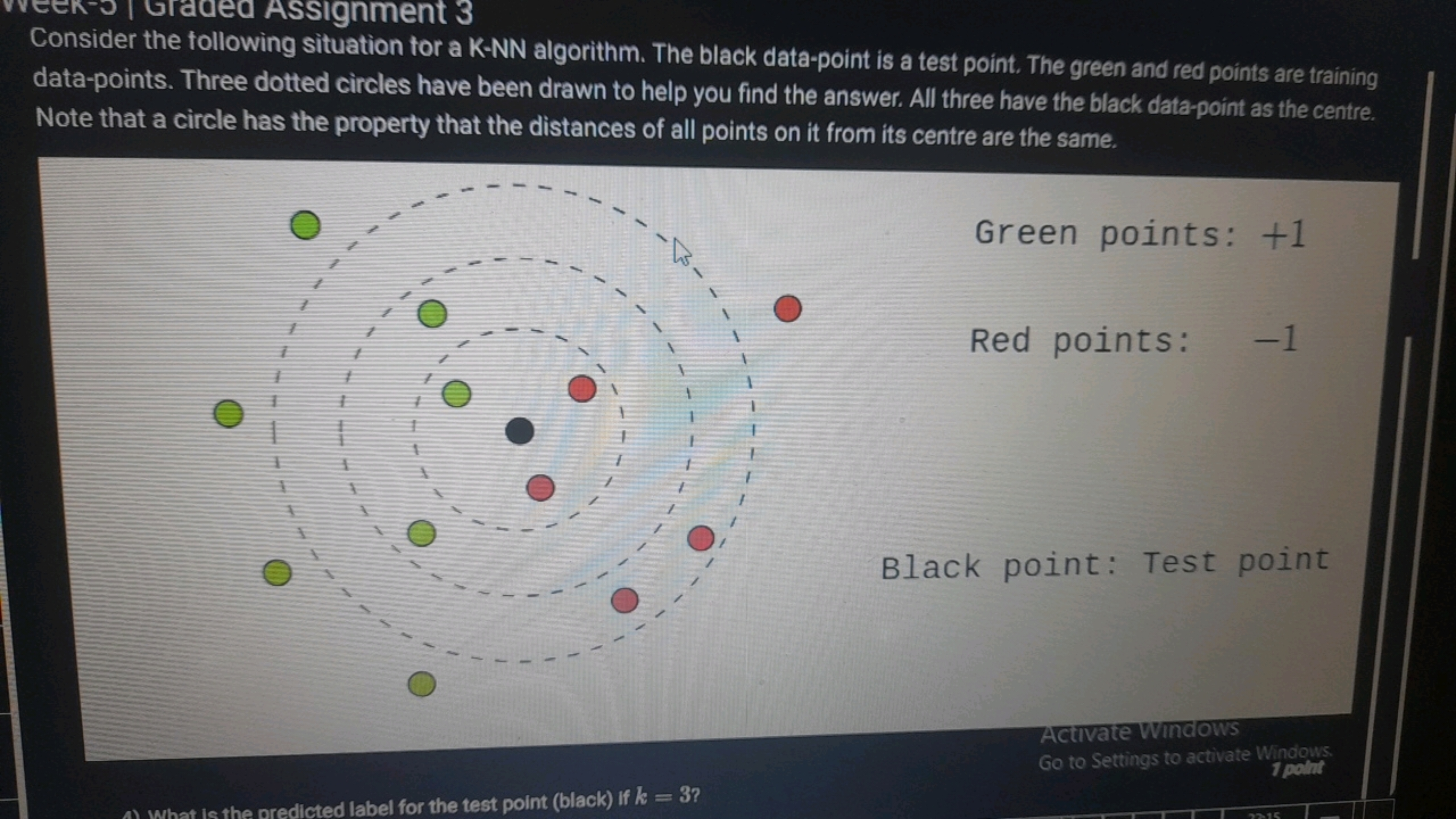 Assignment 3
Consider the tollowing situation for a K-NN algorithm. Th