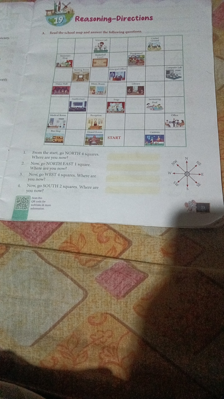 (19) Reasoning-Directions
A. Read the school map and answer the follow