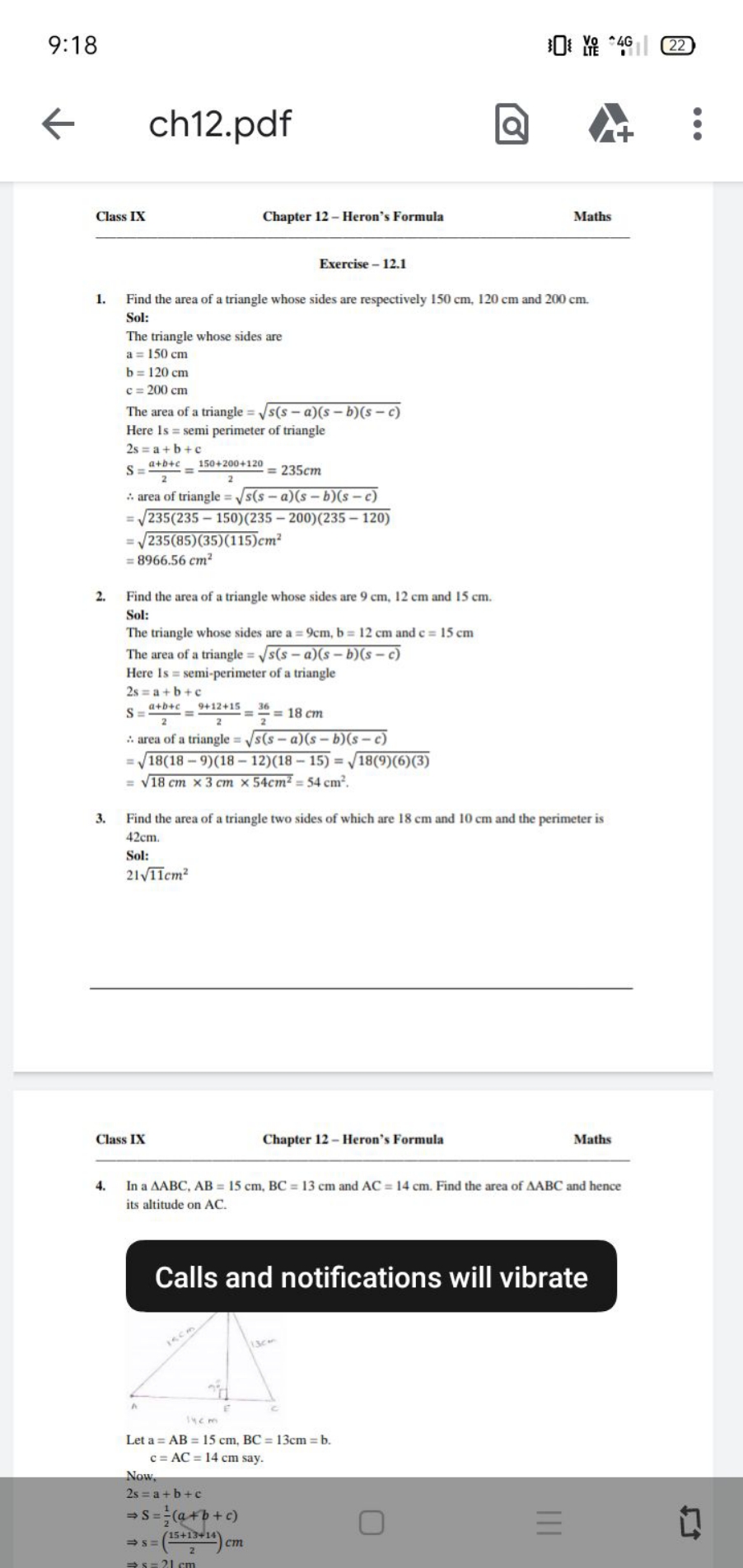 9:18
䉾
ค 4G
22
ch12.pdf
Class IX
Chapter 12 - Heron's Formula
Maths

E