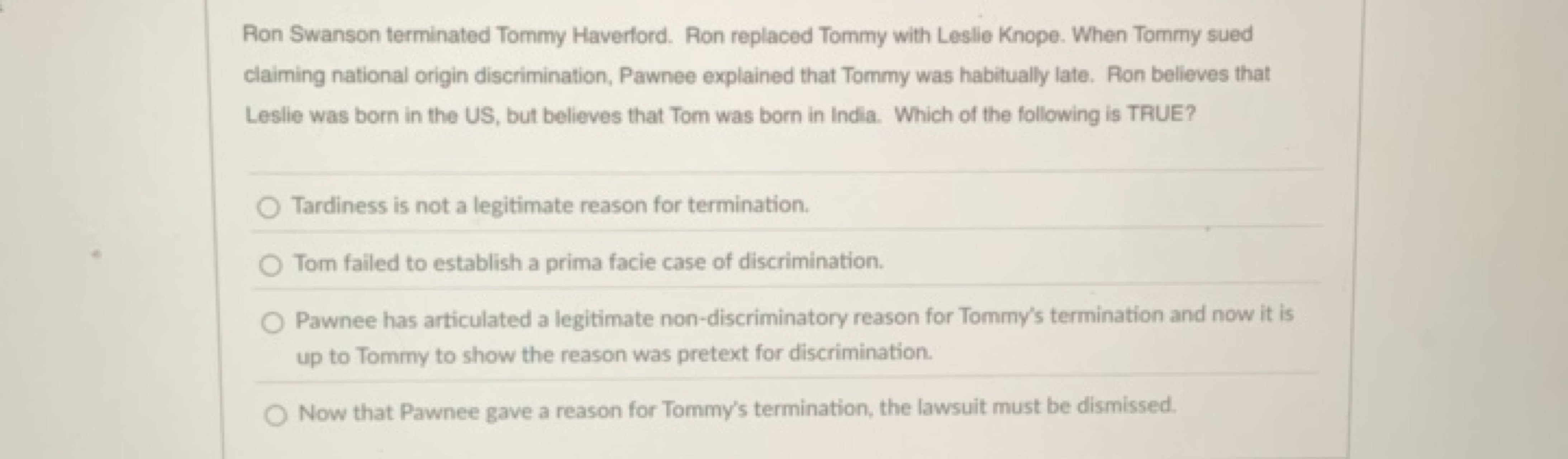 Ron Swanson terminated Tommy Haverford. Ron replaced Tommy with Leslie