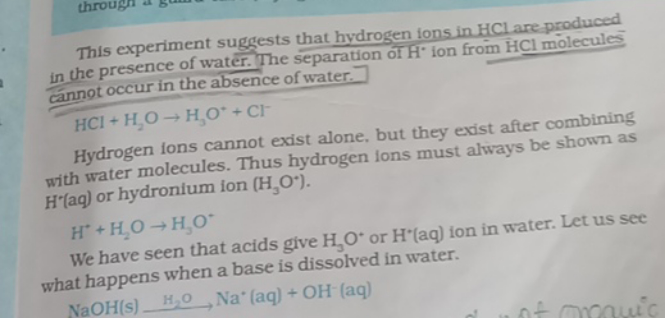 This experiment suggests that hydrogen ions in HCl are produced in the