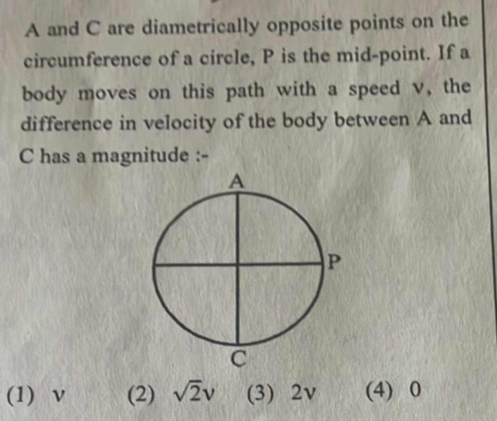 A and C are diametrically opposite points on the circumference of a ci