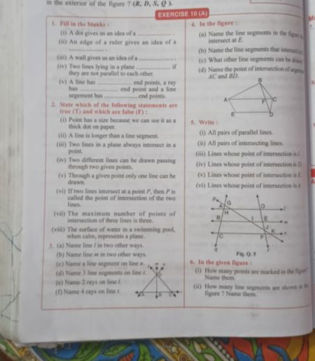 in the exterior of the figure 7(R,D,S,Q)
EXR G
1. Fill in the Mans
(i)