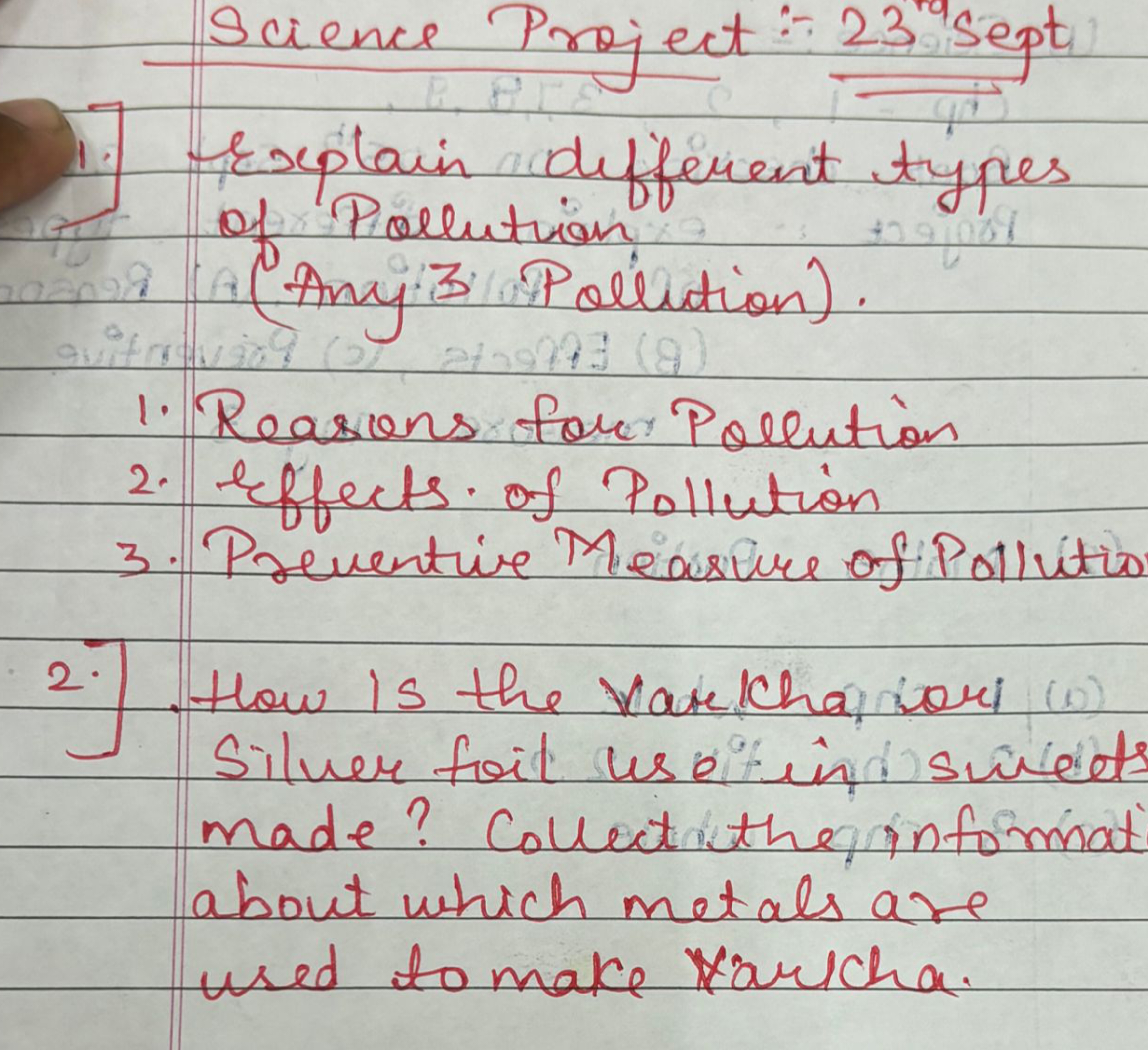 Science Project : 23 Sept
P
B. BE
a
Explain different types
or of Poll