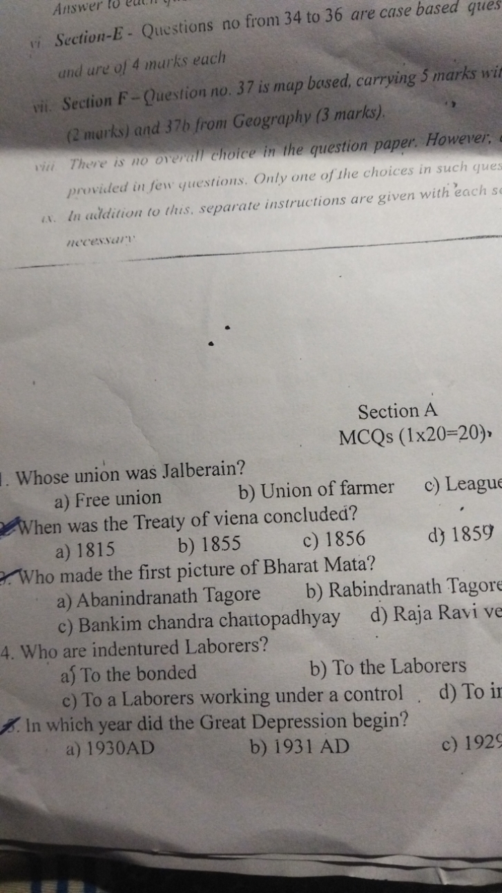 ii Section-E - Questions no from 34 to 36 are case based ques and ure 