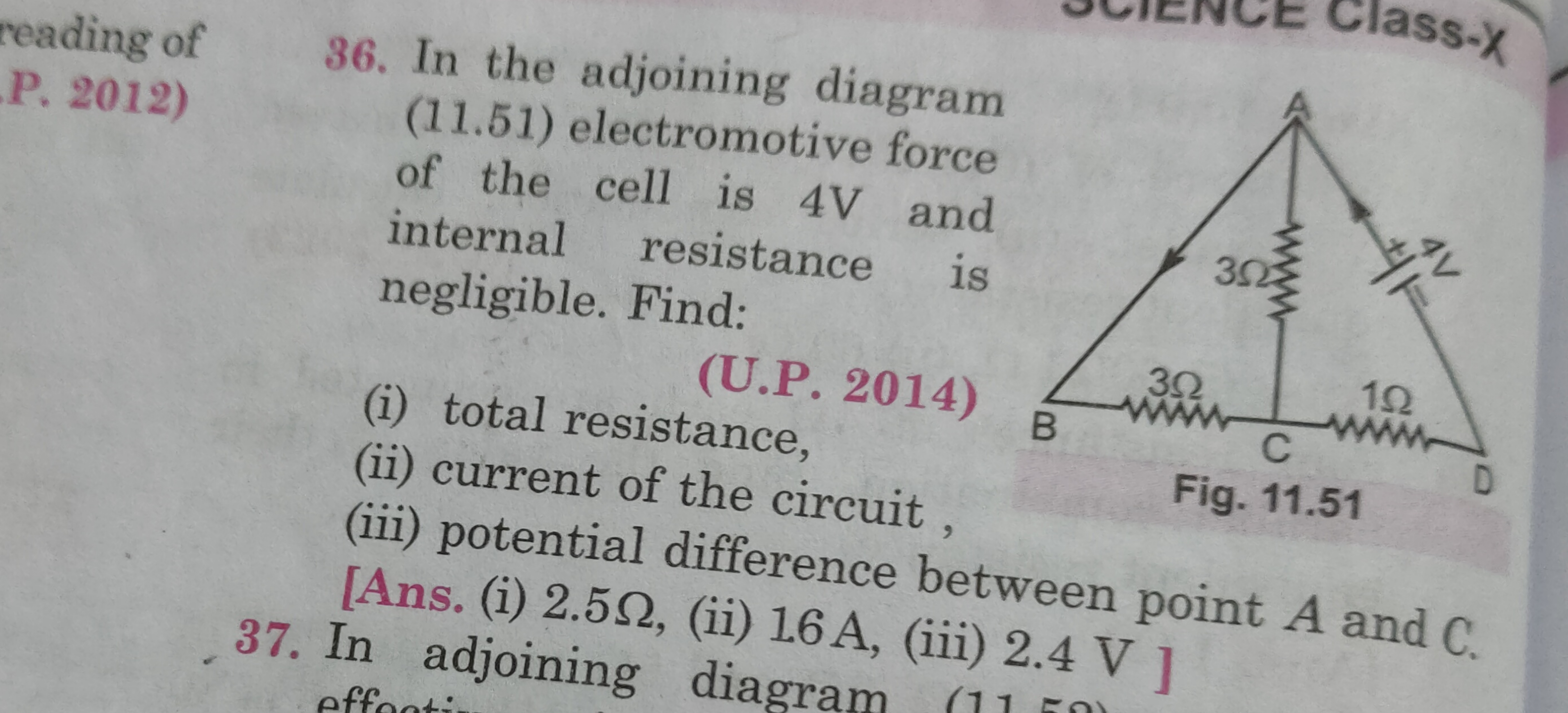 reading of
.P. 2012)
36. In the adjoining diagram
(11.51) electromotiv