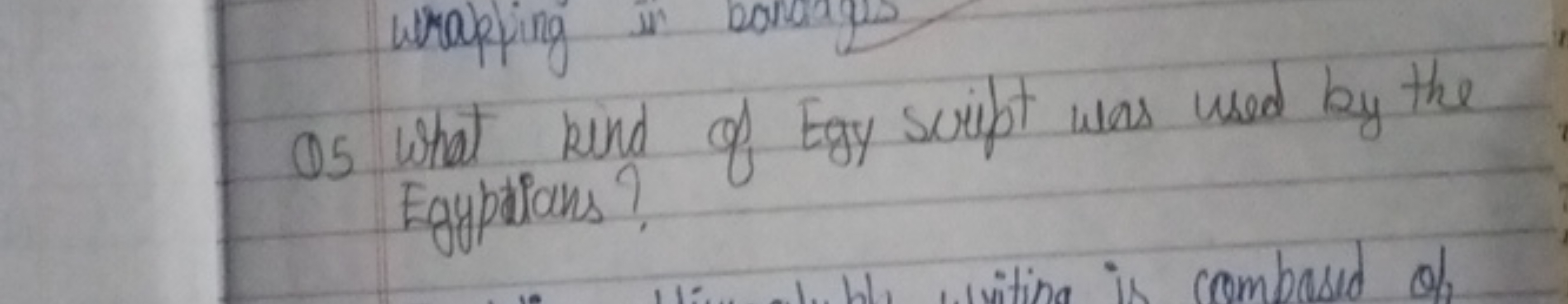 Q5 What kind of Egy script was used by the Egyptians?