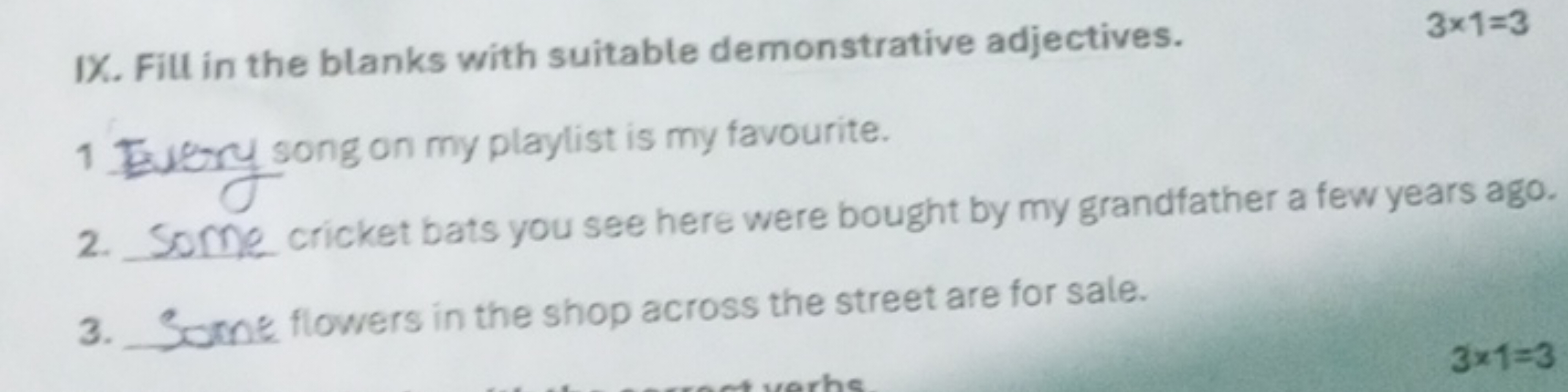 IX. Fill in the blanks with suitable demonstrative adjectives.
3×1=3
1