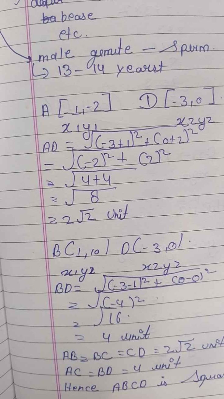 base etc.
male gemite - sperm.
→13−14 years
\[
\begin{array} { l } 
A 