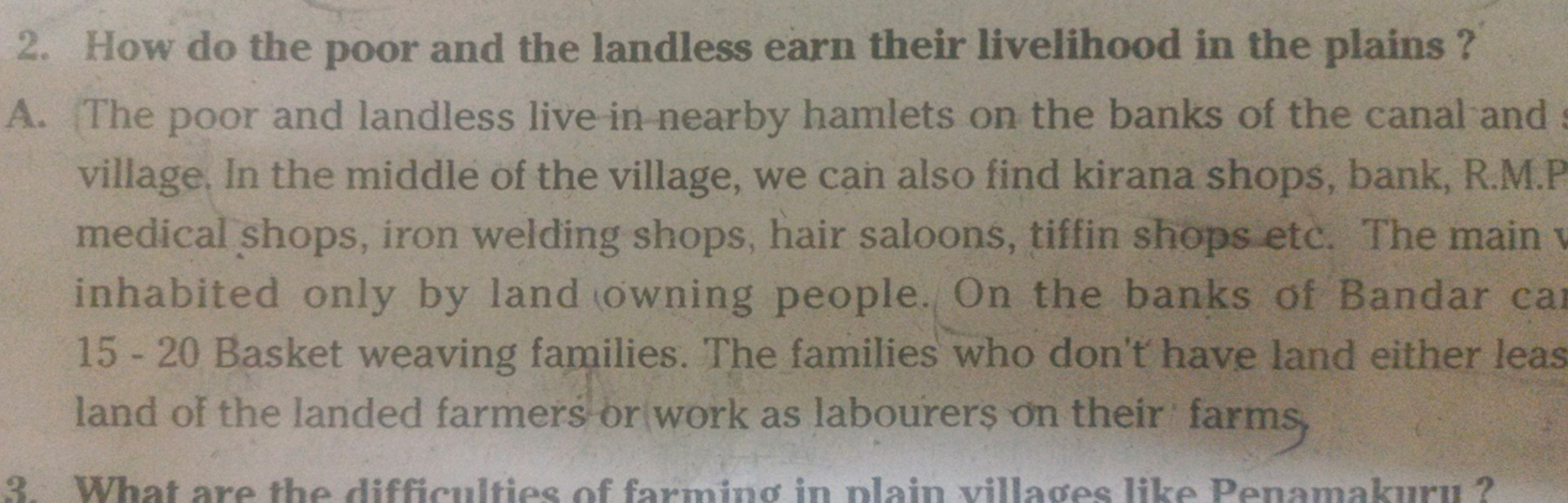 2. How do the poor and the landless earn their livelihood in the plain