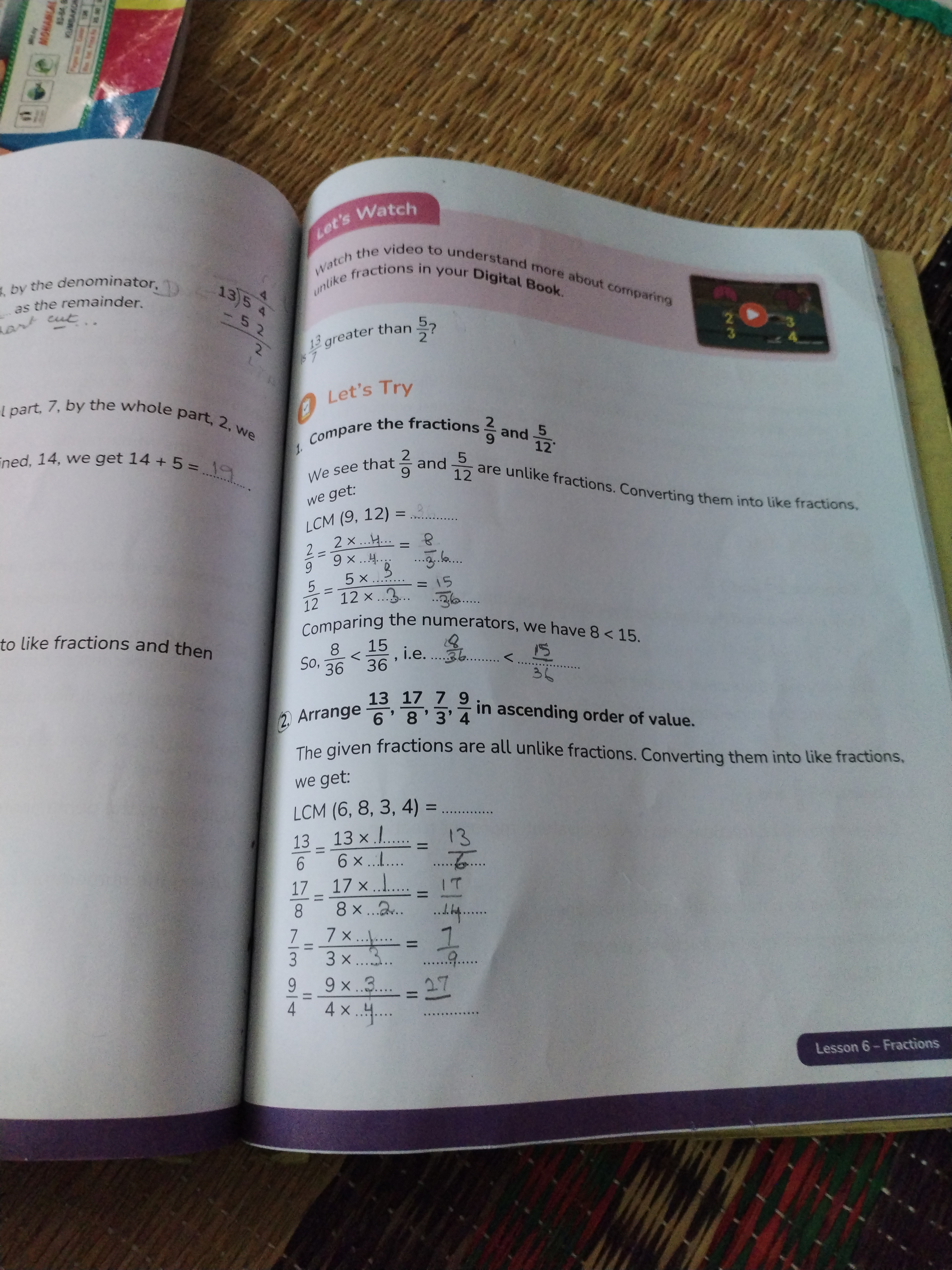 Watch
by the denominator
as the remainder.
cent.. 225​
713​ greater th