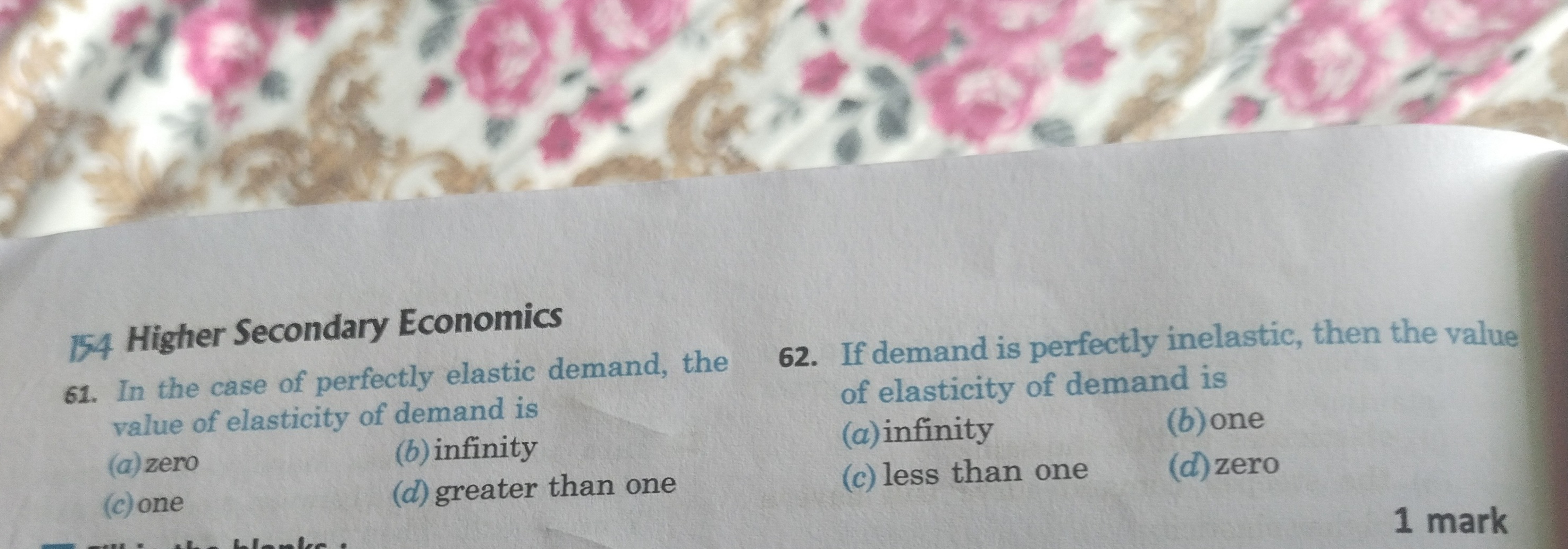 154 Higher Secondary Economics
61. In the case of perfectly elastic de