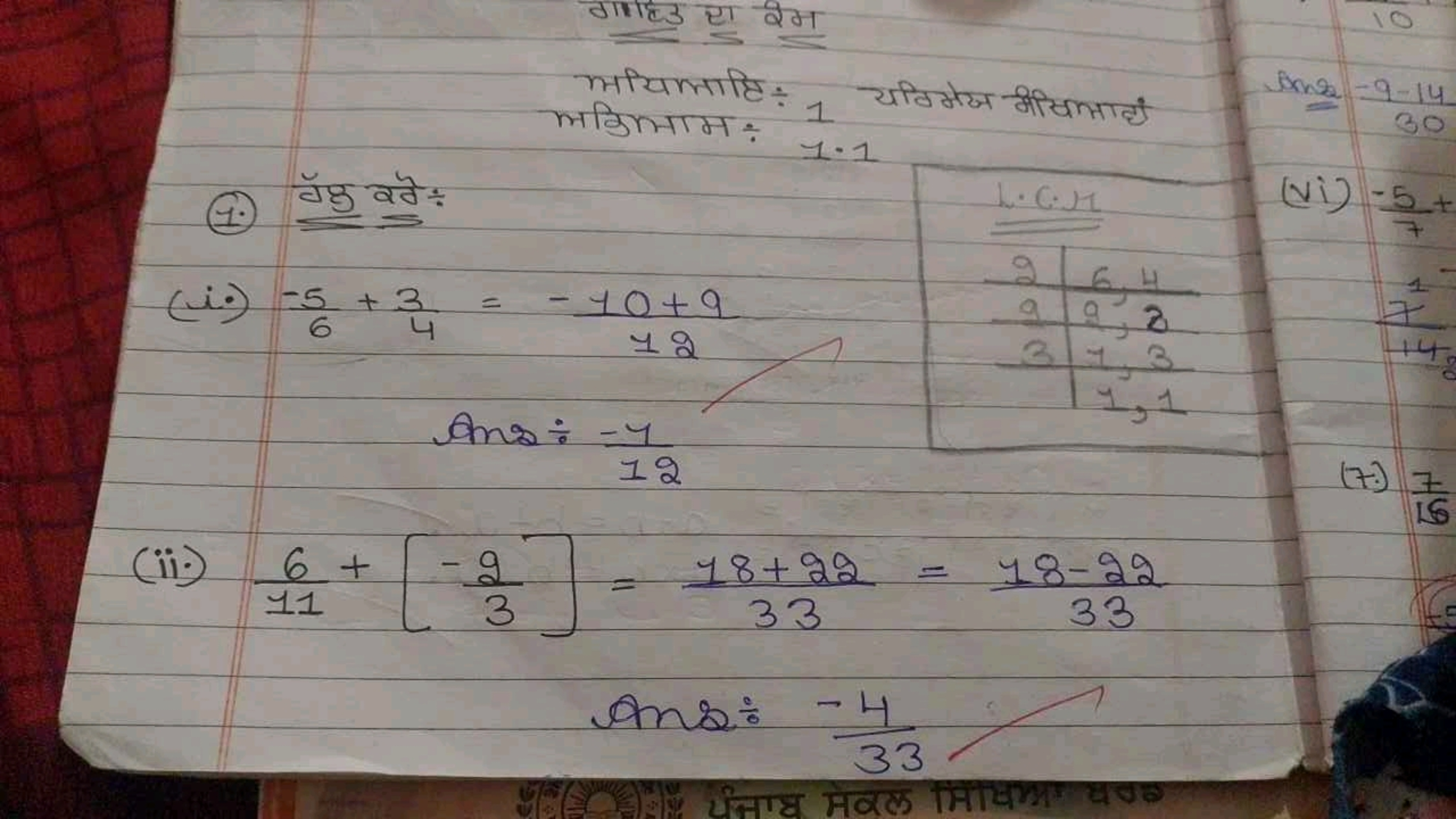 रायिलाहि: लक्रिमाम: 1 यविमेज मीषिलाद्य
(1.) वॅक वॅّ:
(i.) 6−5​+43​=12−