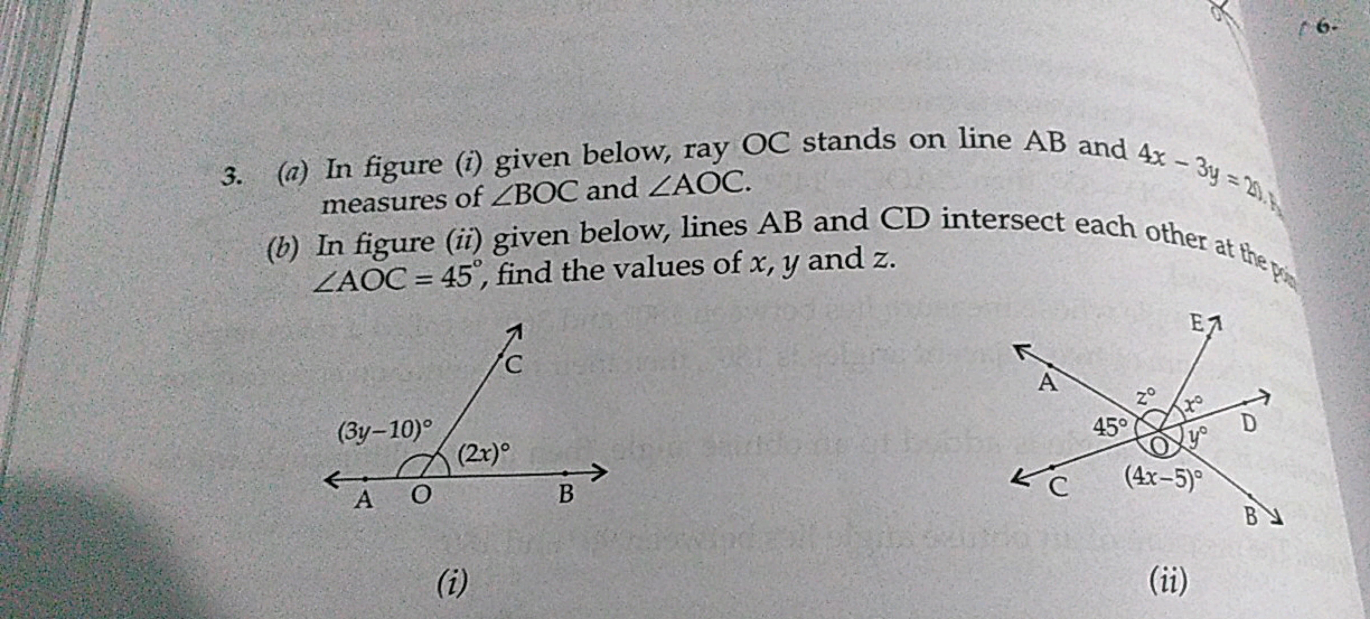 measures of ZBOC and ZAOC.
3. (a) In figure (i) given below, ray OC st