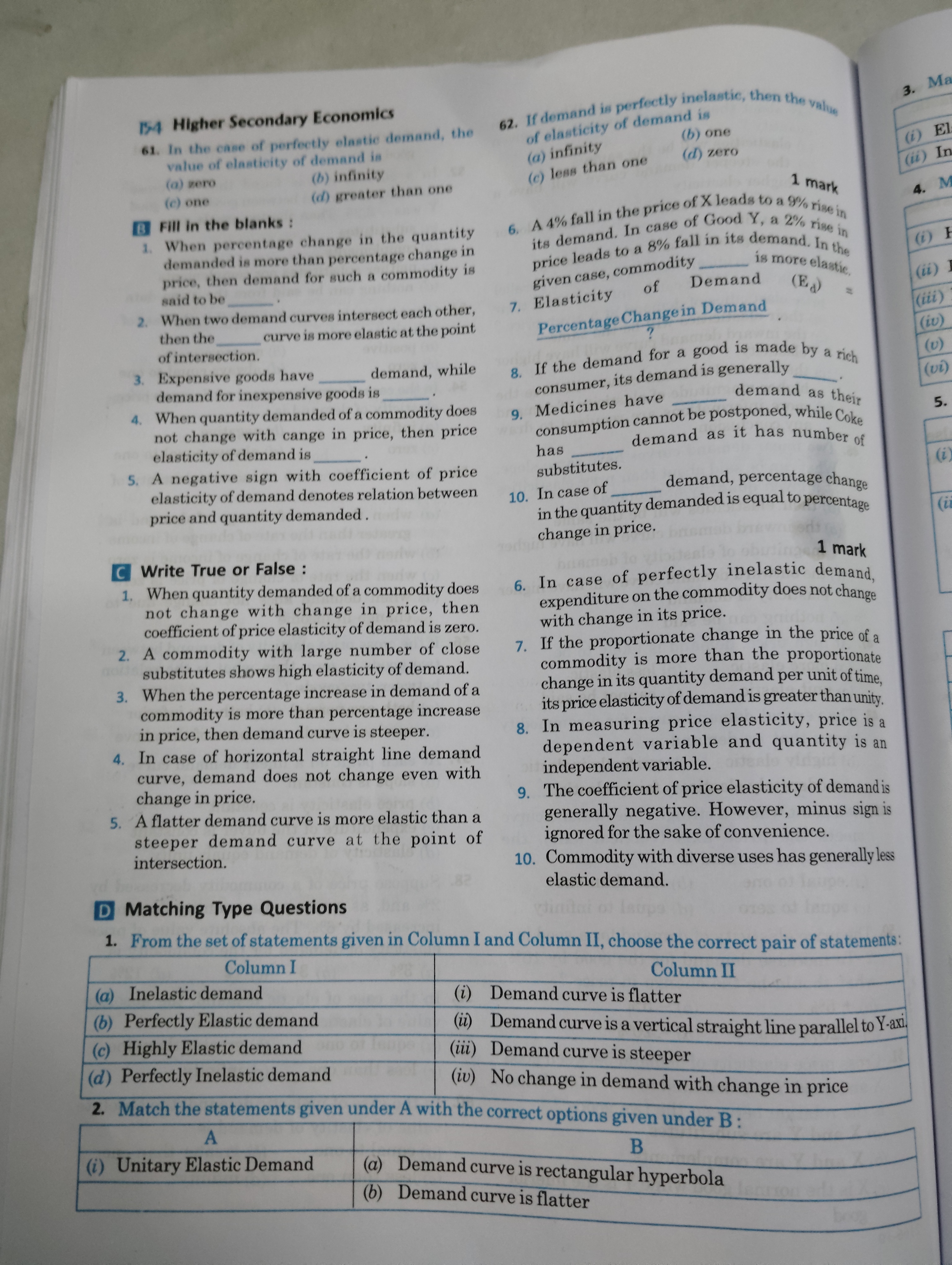 154 Higher Secondary Economics
demand is
61. In the case of perfectly 