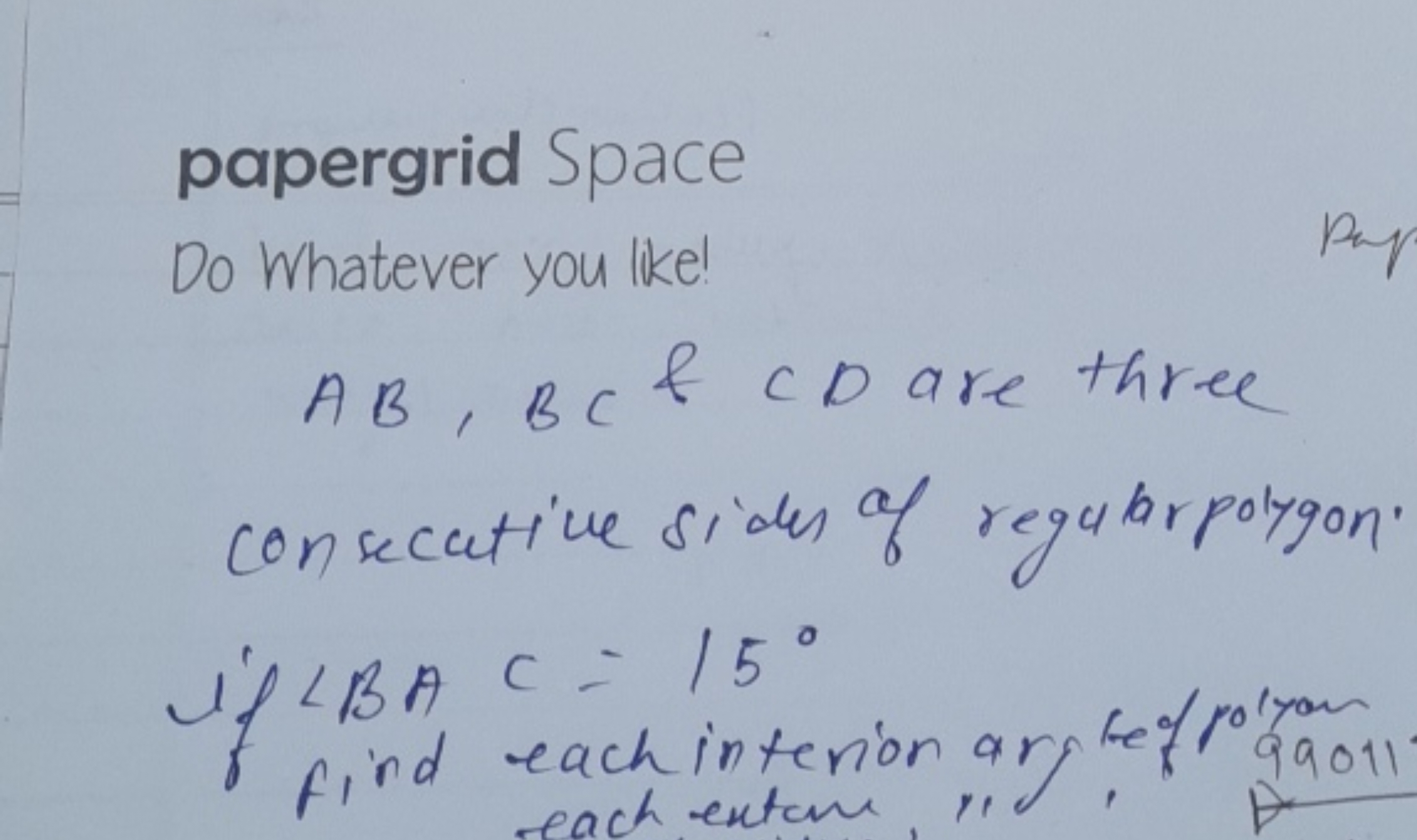 papergrid Space
Do Whatever you like!
AB,BC&CD are three 
consecutive 