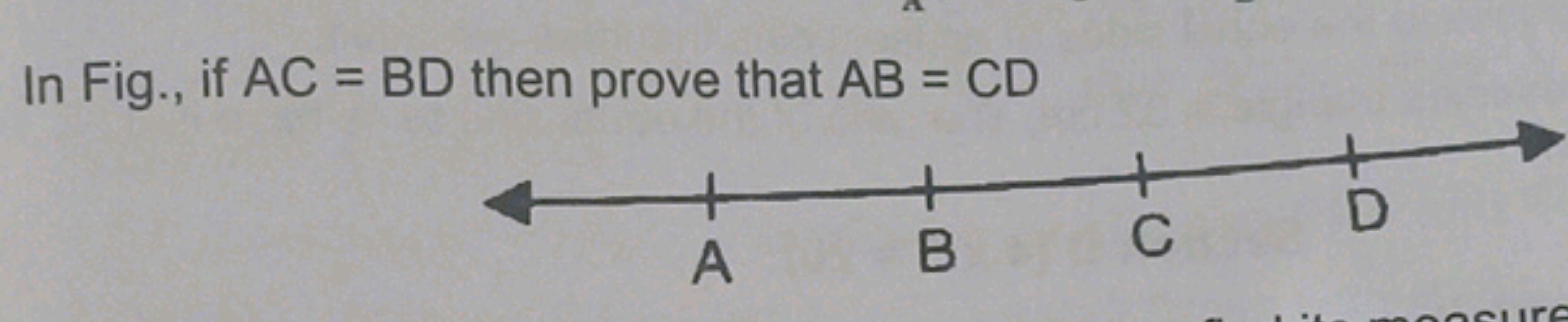 In Fig., if AC=BD then prove that AB=CD