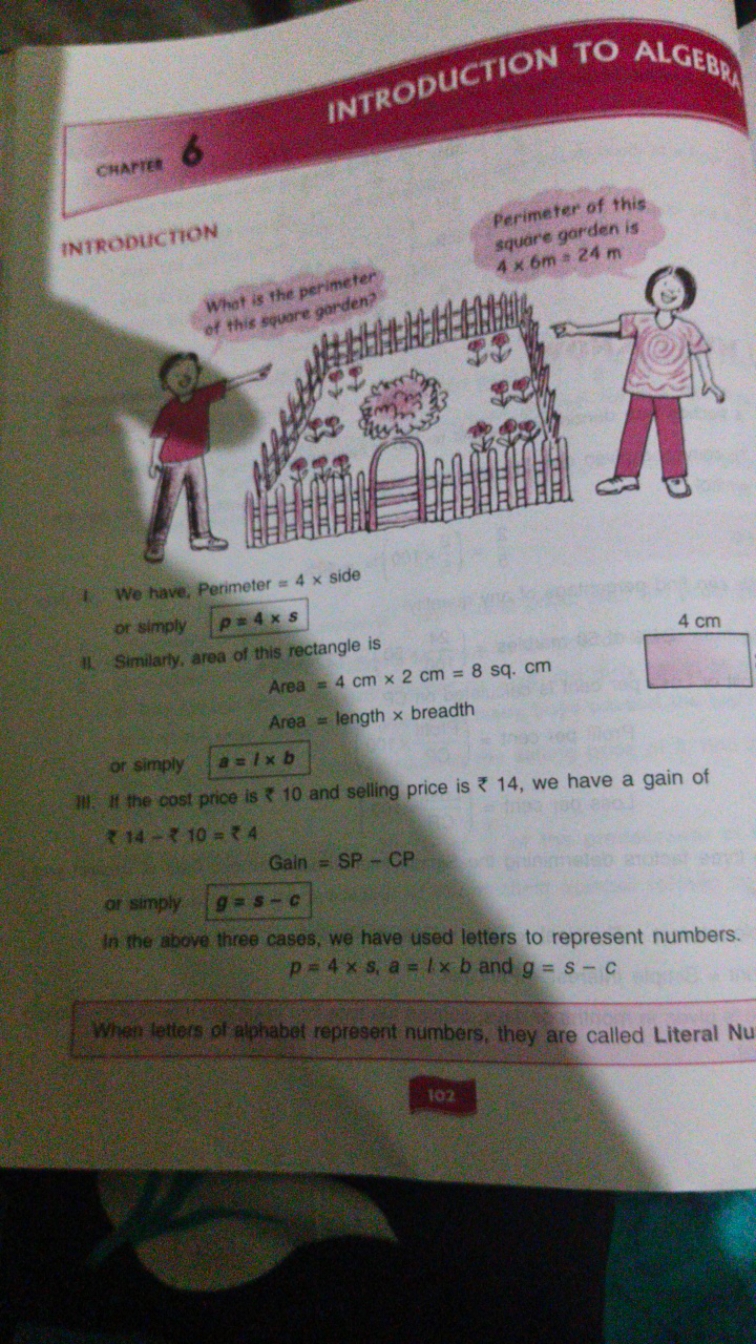 INTRODUCTION TO ALGEBP
CHAClEt
INTRODUCTION
Perimeter of this
square g