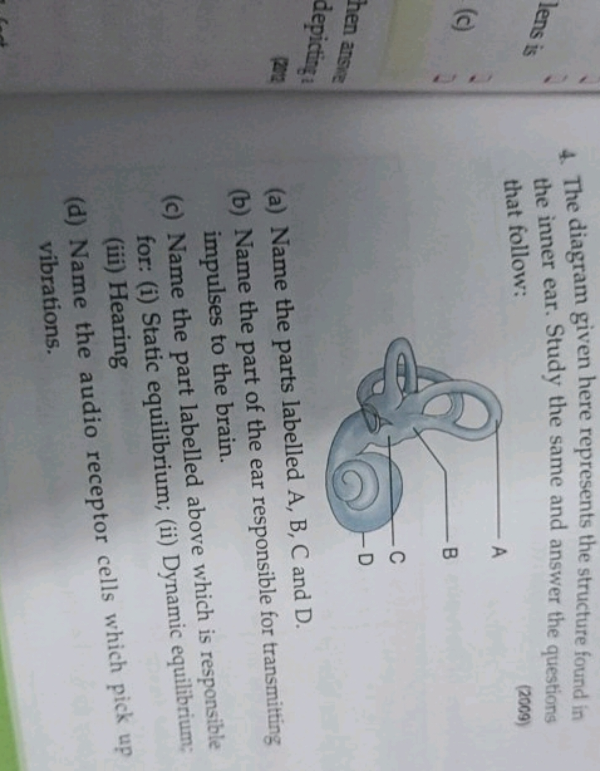 4. The diagram given here represents the structure found in the inner 