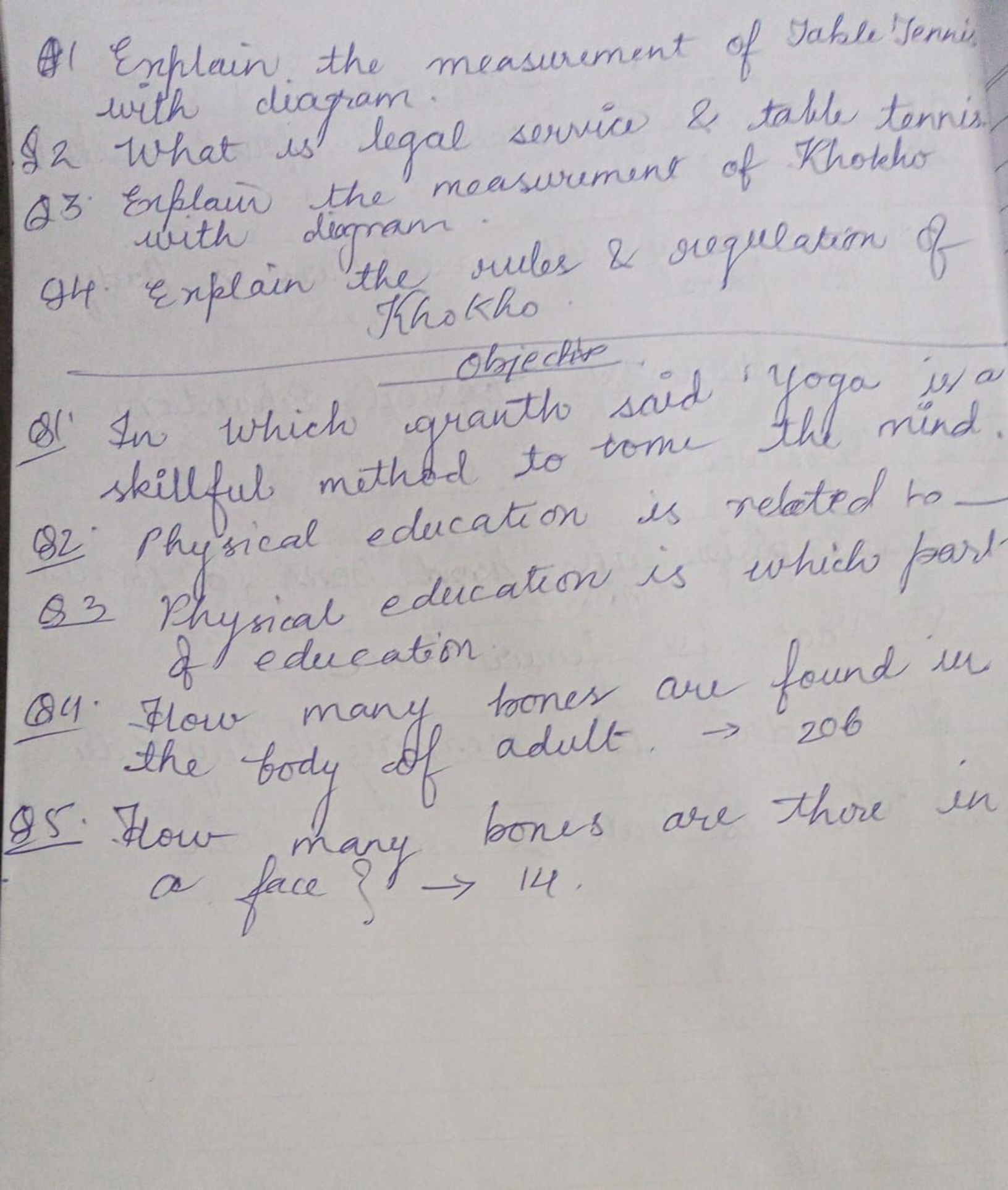 Q1 Explain the measurement of Table Tennis with diagram.
I2 What is le