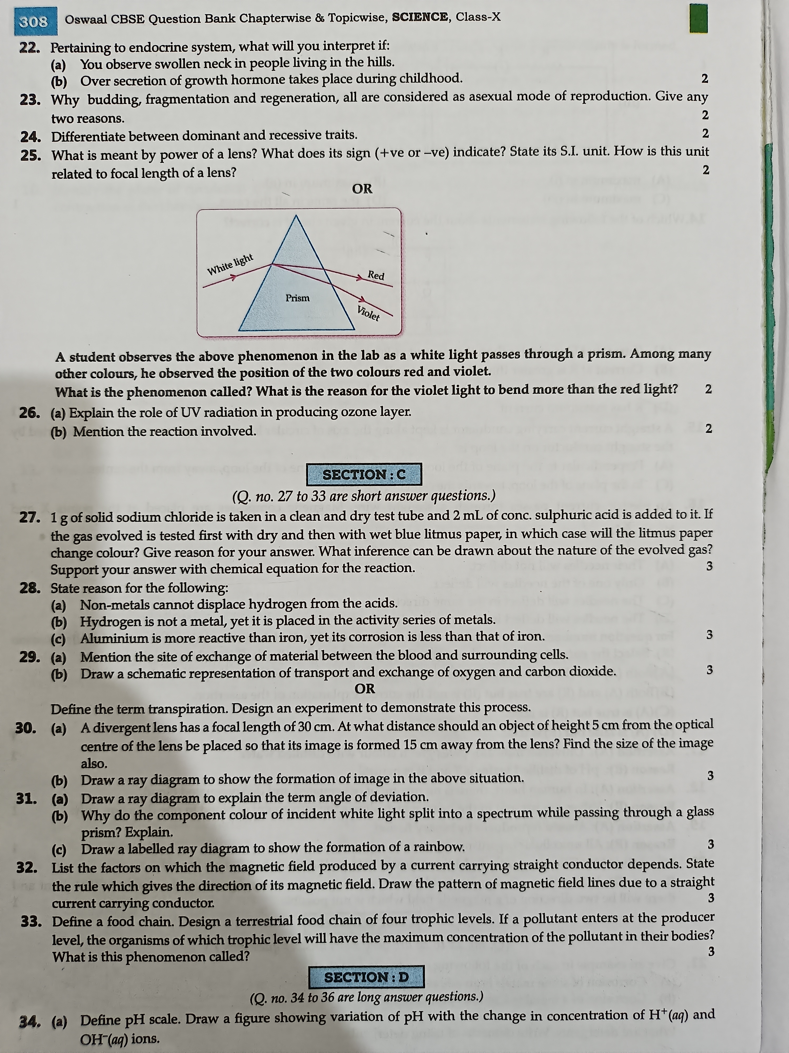 308 Oswaal CBSE Question Bank Chapterwise & Topicwise, SCIENCE, Class-