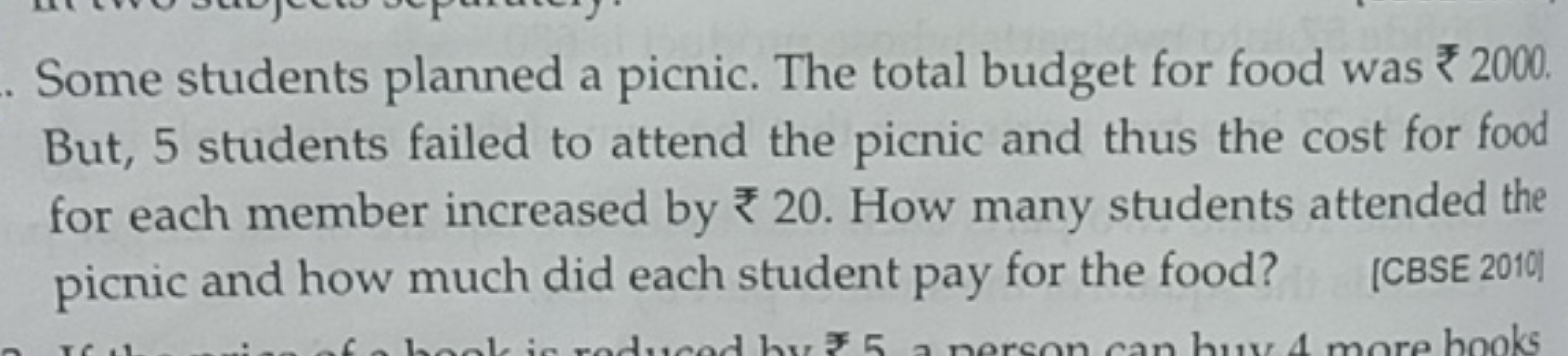 Some students planned a picnic. The total budget for food was ₹ 2000 B