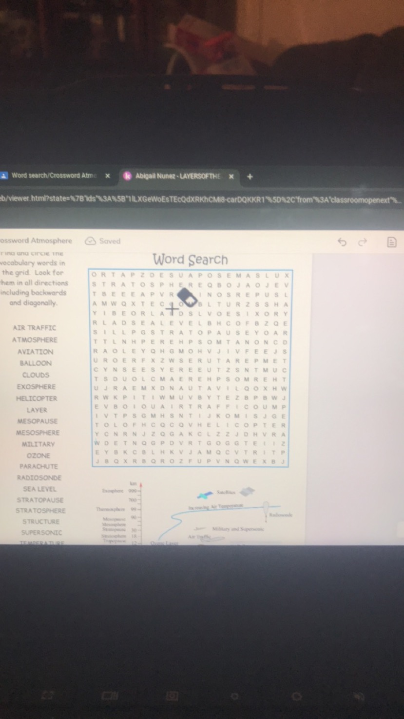 Word search/Crossword Atme
Ablgall Nunez - LAYERSOFTHE
ossword Atmosph