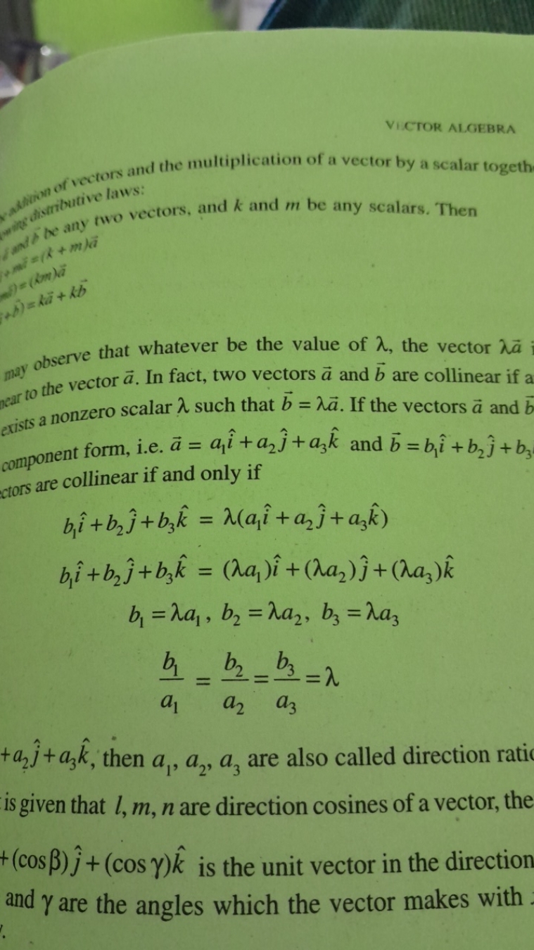 Victor algebra
and the multiplication of a vector by a scalar togeth a