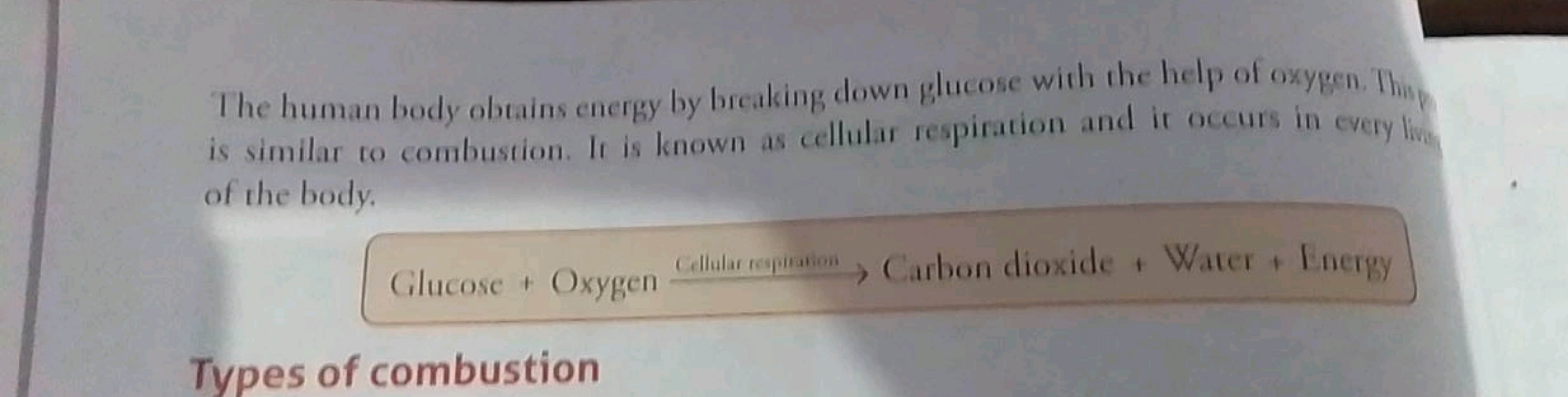 The human body obtains energy by breaking down glucose with the help o