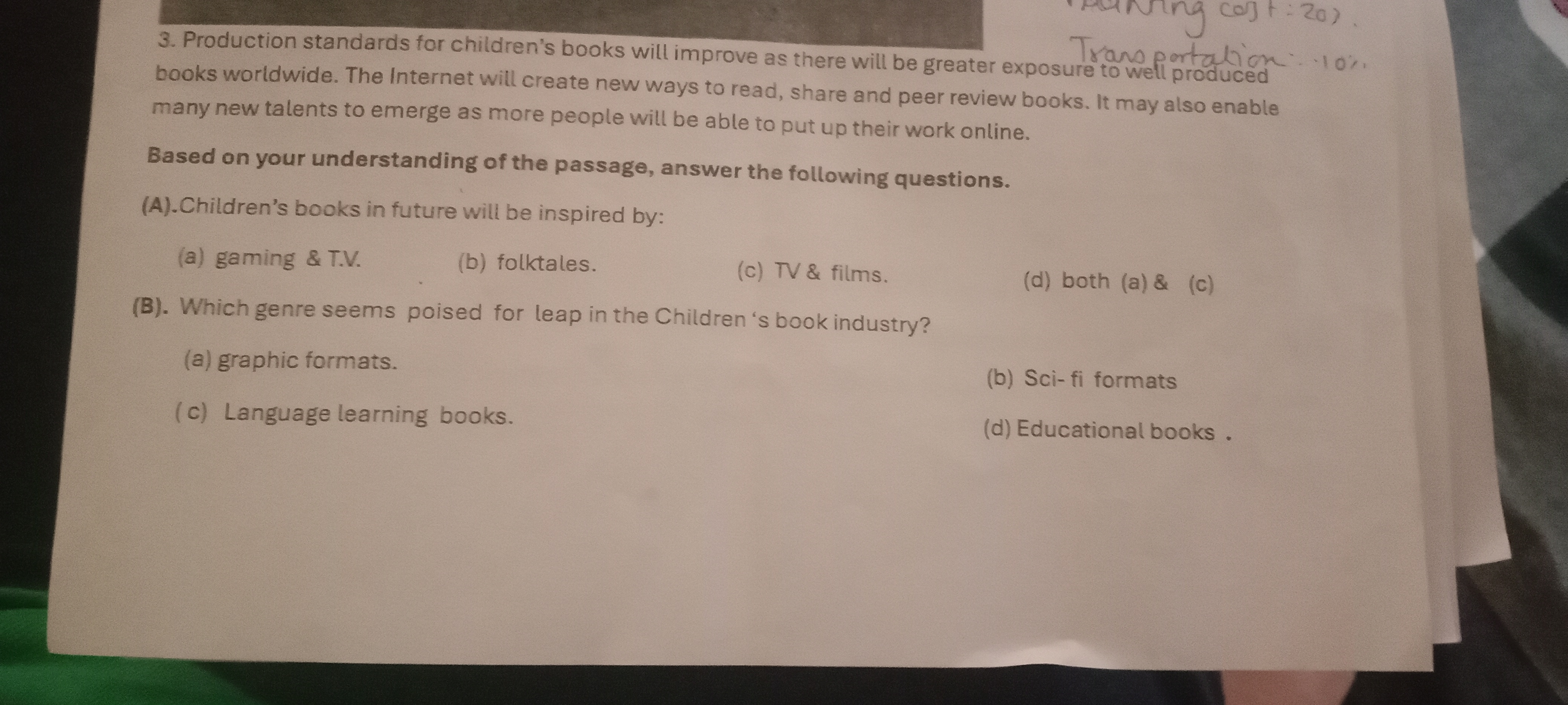 ving cost: 20)
Transportation: 10%
3. Production standards for childre