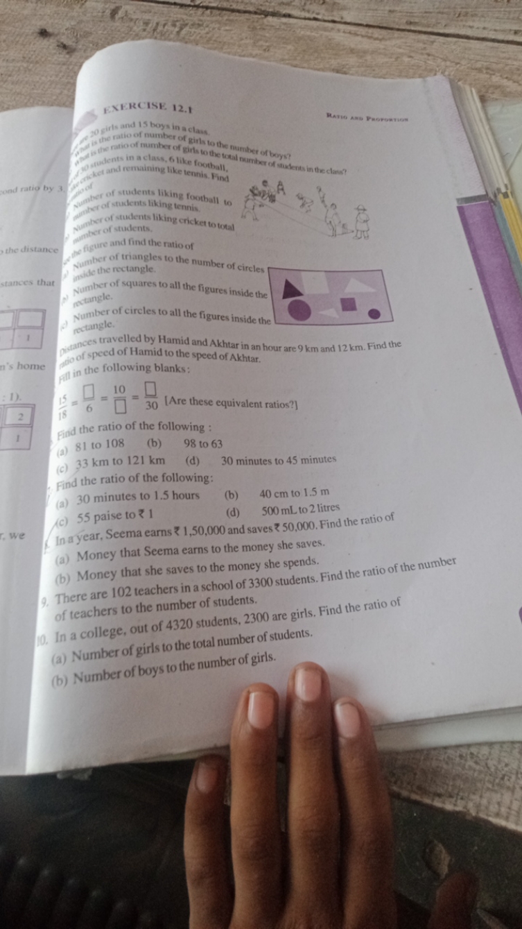 E. XERCISE, 12.1

Ramie and Proromion
20 girls and 15 boys in → class.