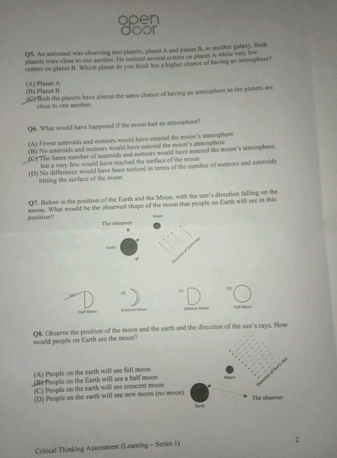 open
Q5. An astronaut was observing two planets, planet A and planet B