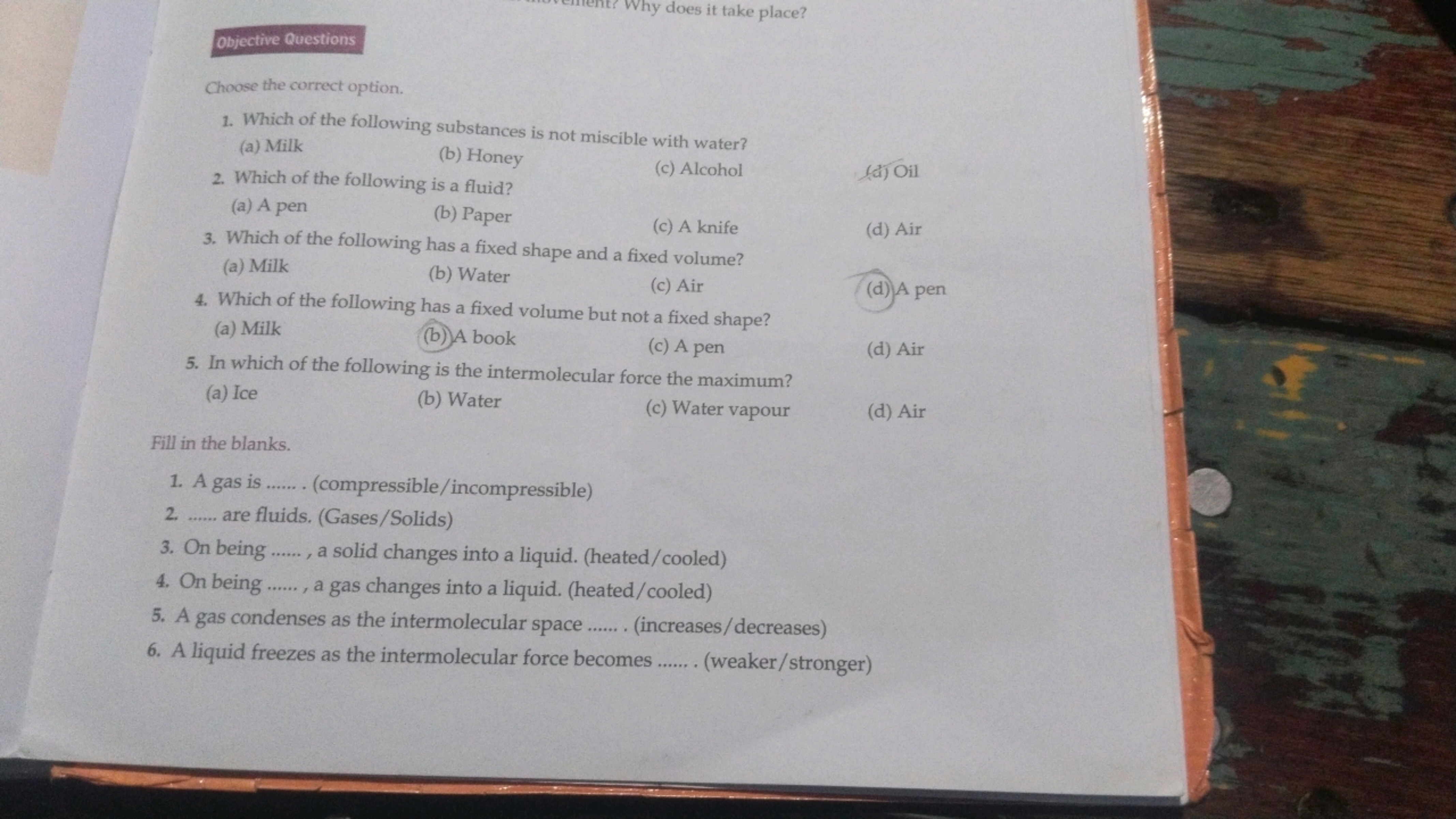 Why does it take place?
Objective Questions
Choose the correct option.