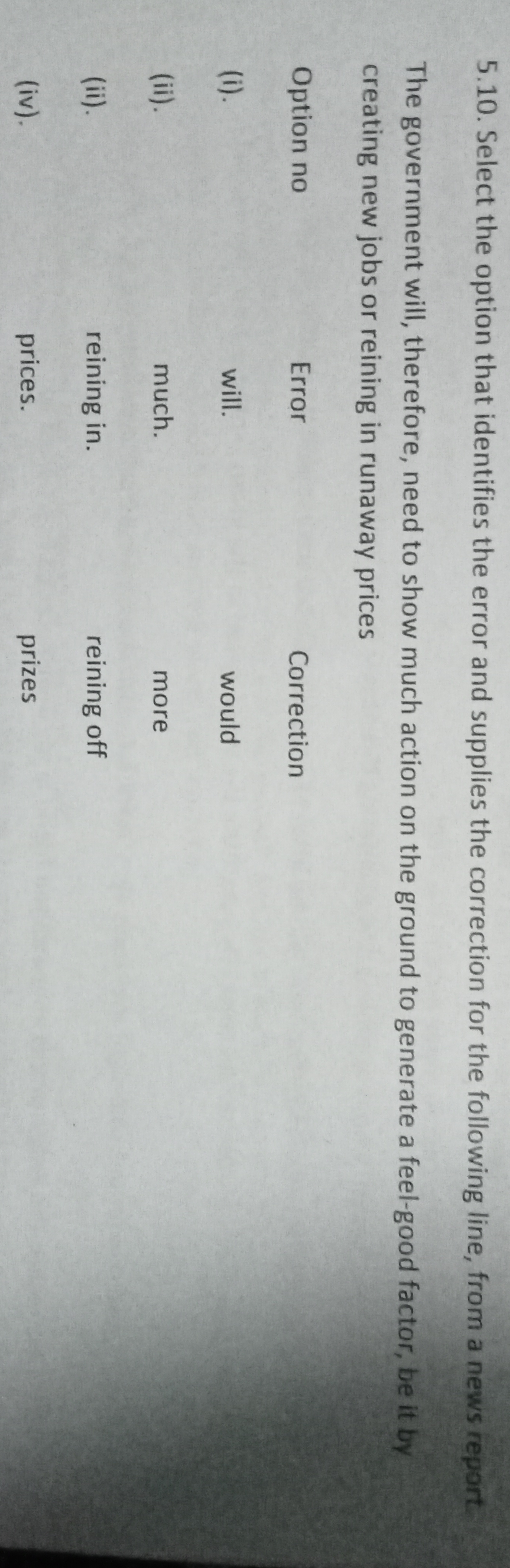 5.10. Select the option that identifies the error and supplies the cor