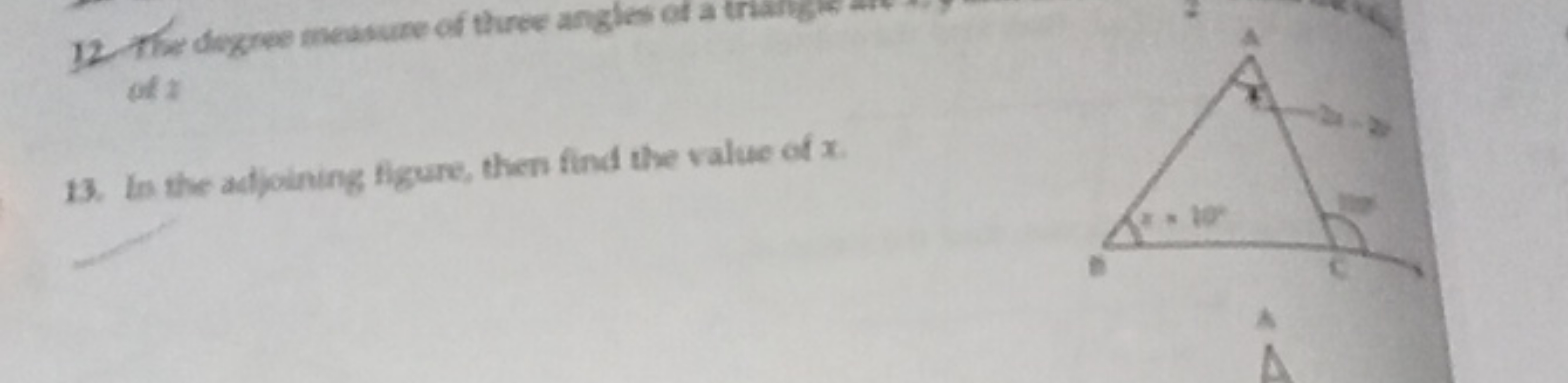 12 This dingree measume of thiree angles of a triangiw om. of a
13. In