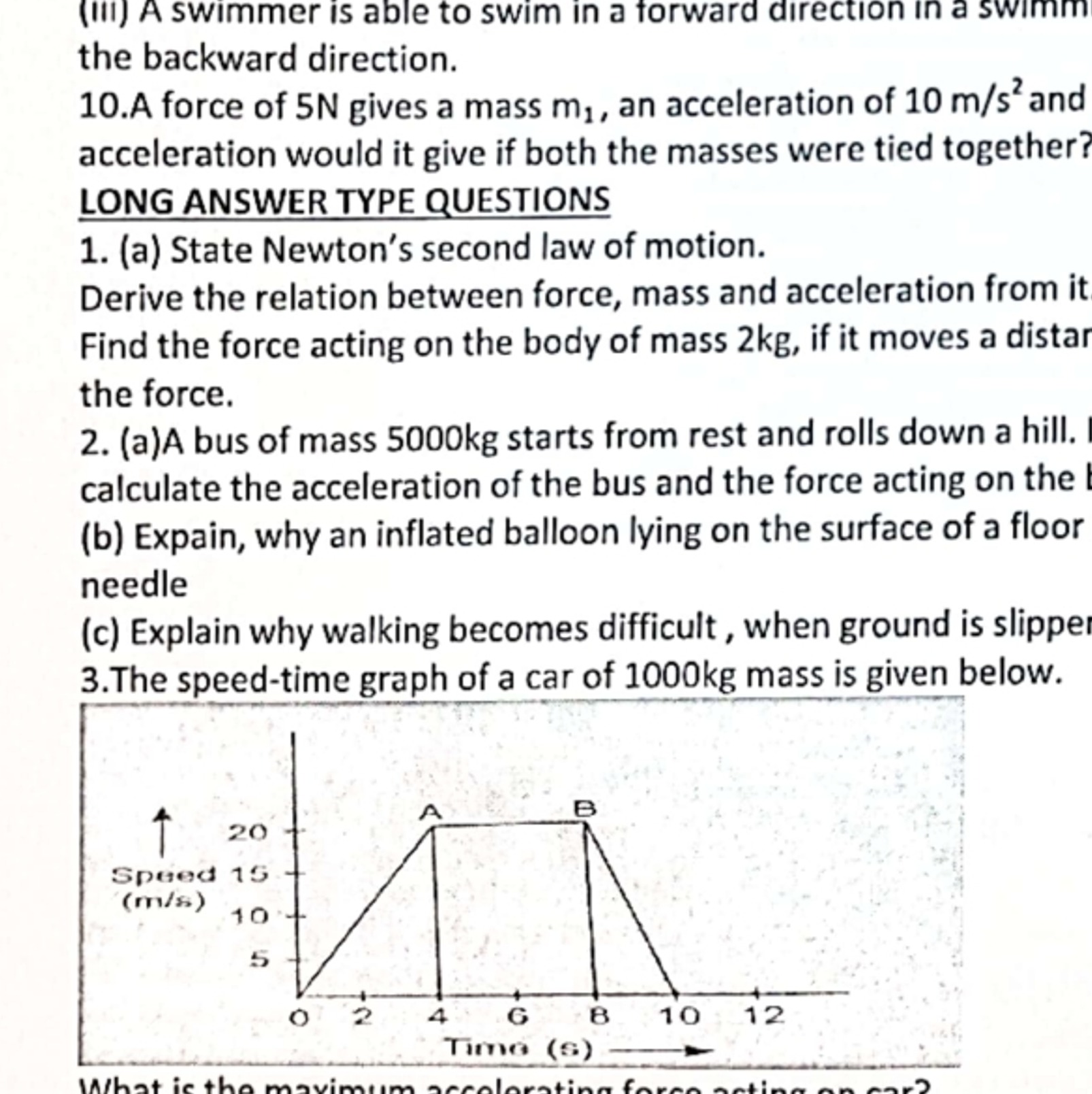 (III) A swimmer is able to swim in a forward direction in a the backwa