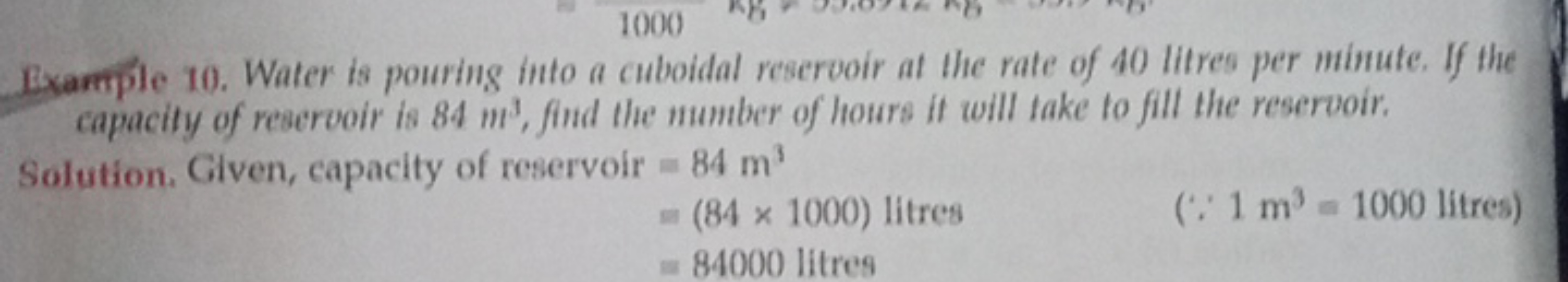 1000
Example 10. Water is pouring into a cuboidal reservoir at the rat