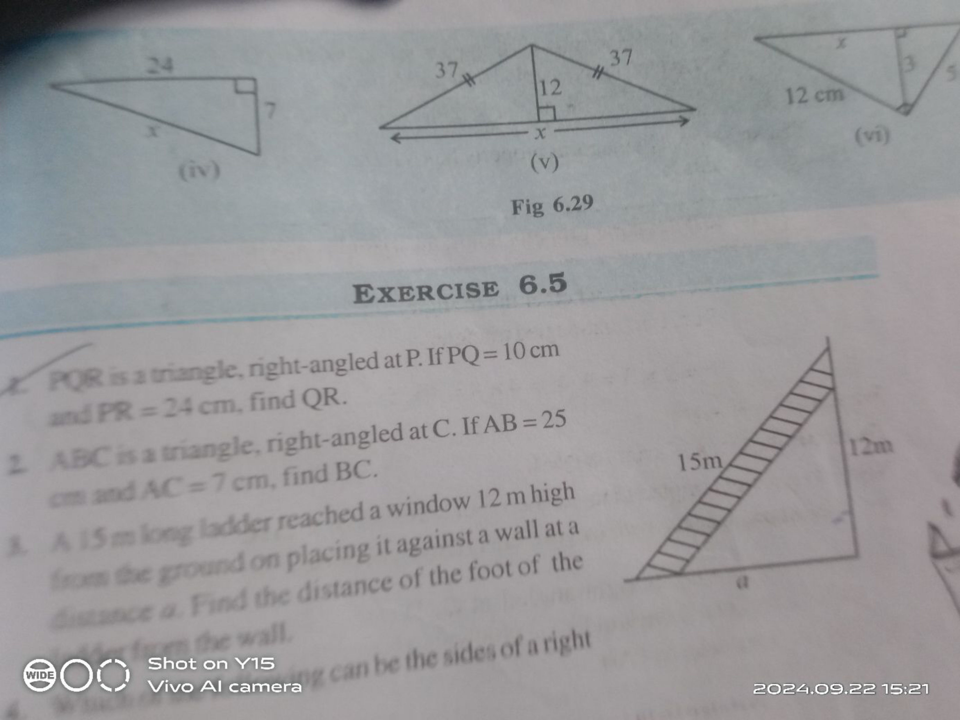 (iv) (v) (vi)

Fig 6.29

EXERCISE 6.5

PCOR sas angle, right-angled at