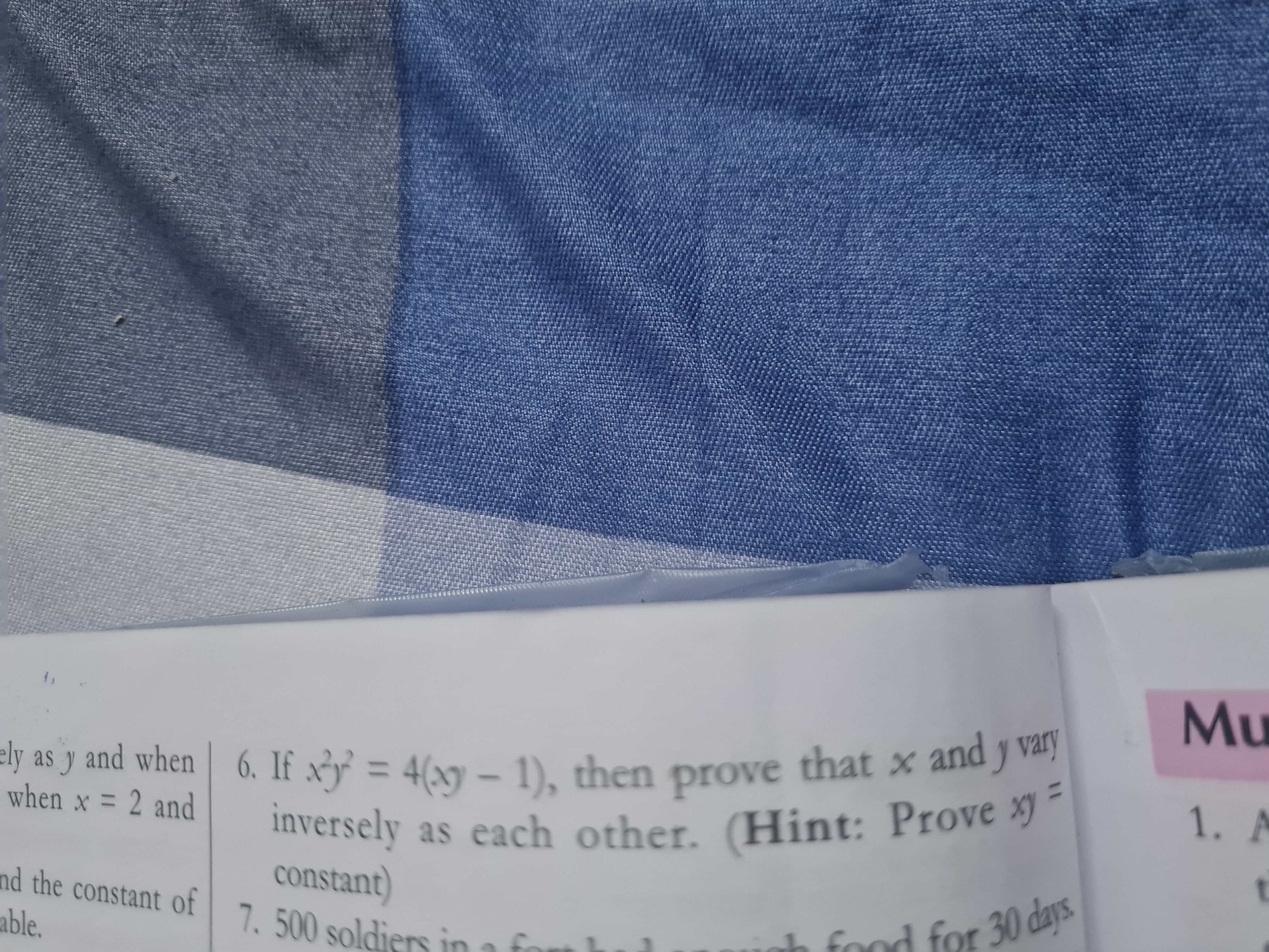 ely as y and when 6. If x = 4(x-1), then prove that x and y vary
inver