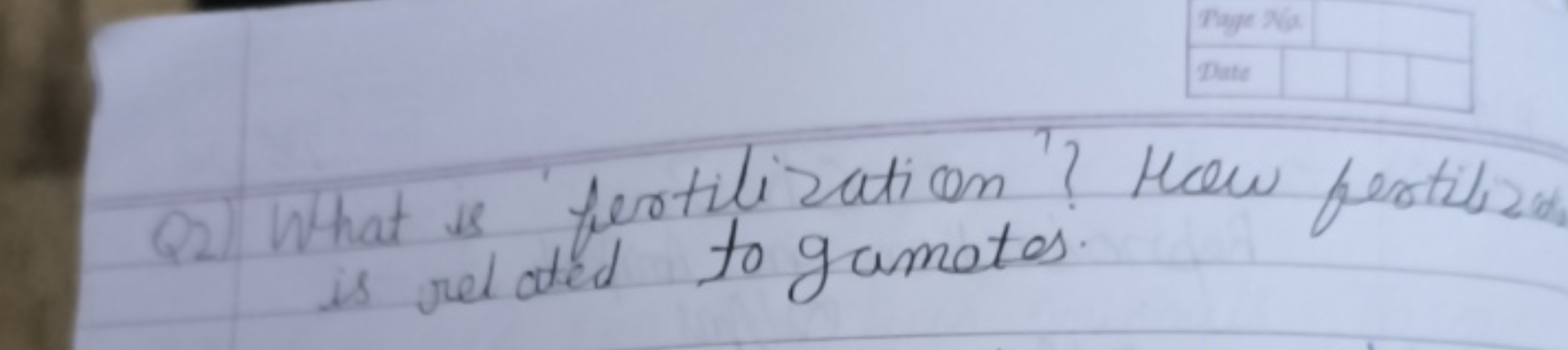 Q2) What is fertilization '? How fertilize is related to gametes.