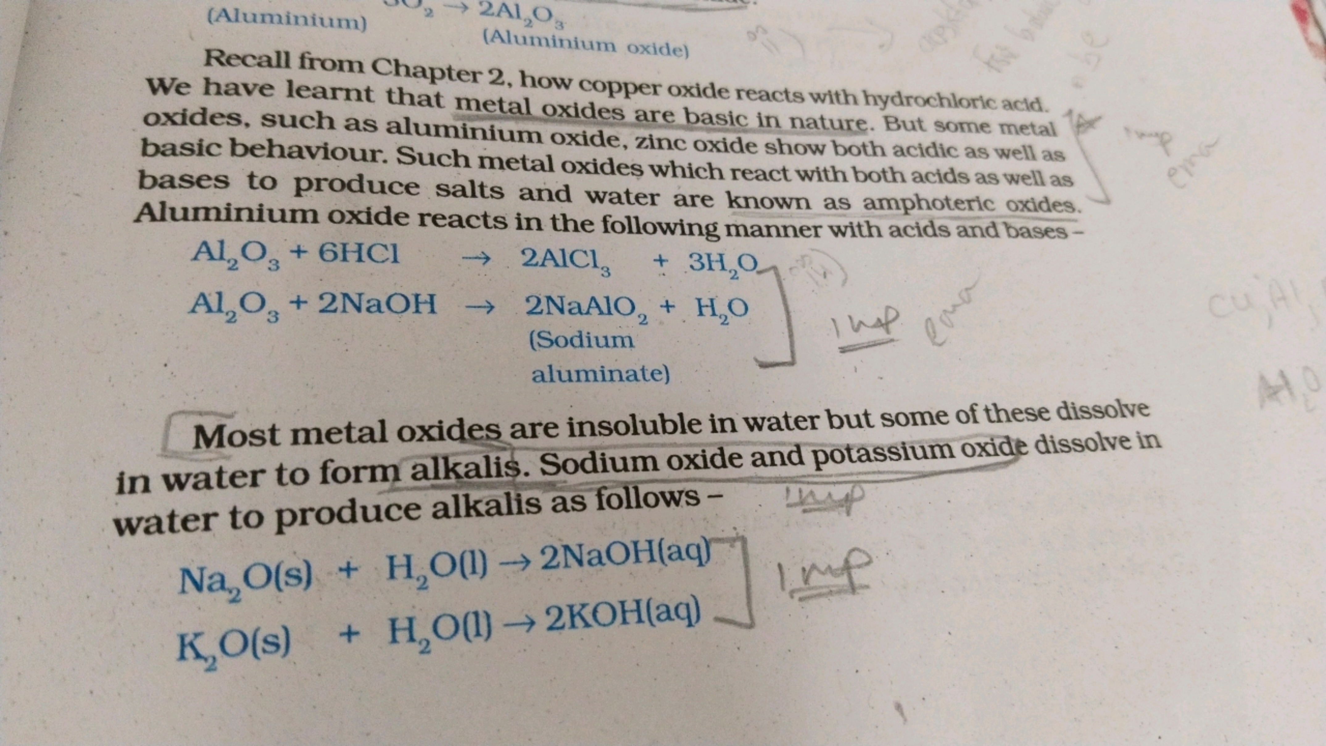 (Aluminium)
(Aluminium oxide)
Recall from Chapter 2, how copper oxide 