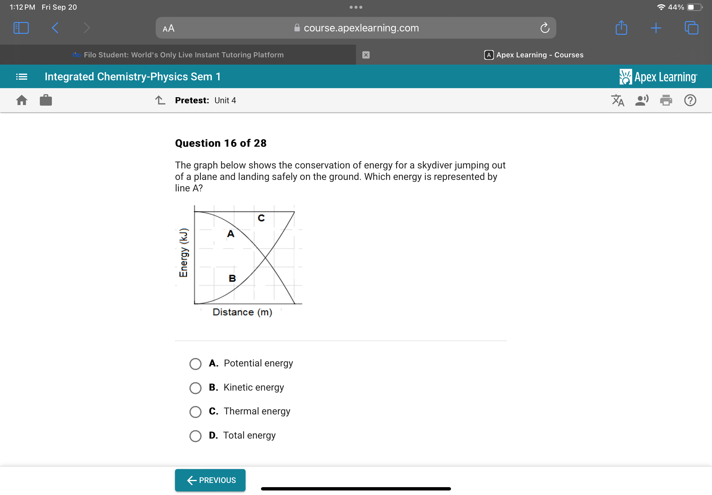 1:12 PM Fri Sep 20
44%
AA
course.apexlearning.com
filo Filo Student: W