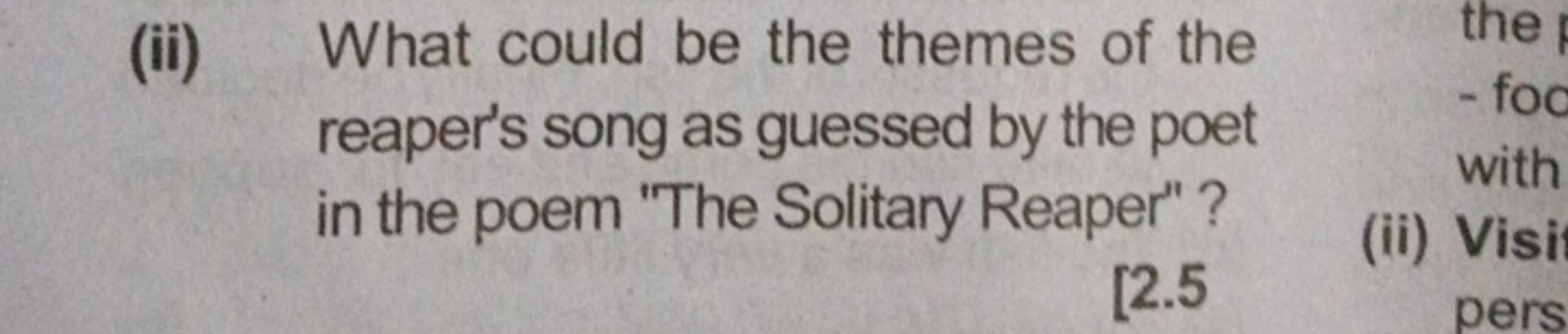 (ii) What could be the themes of the reaper's song as guessed by the p