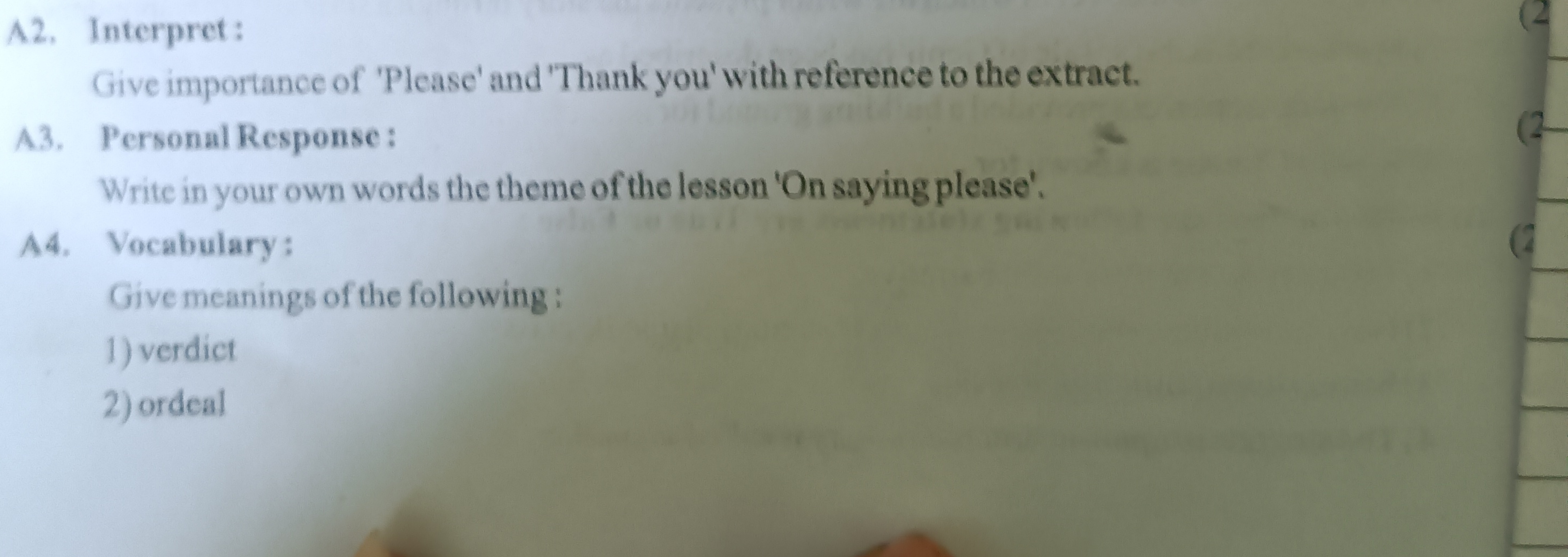 A2. Interpret:
Give importance of 'Please' and 'Thank you' with refere