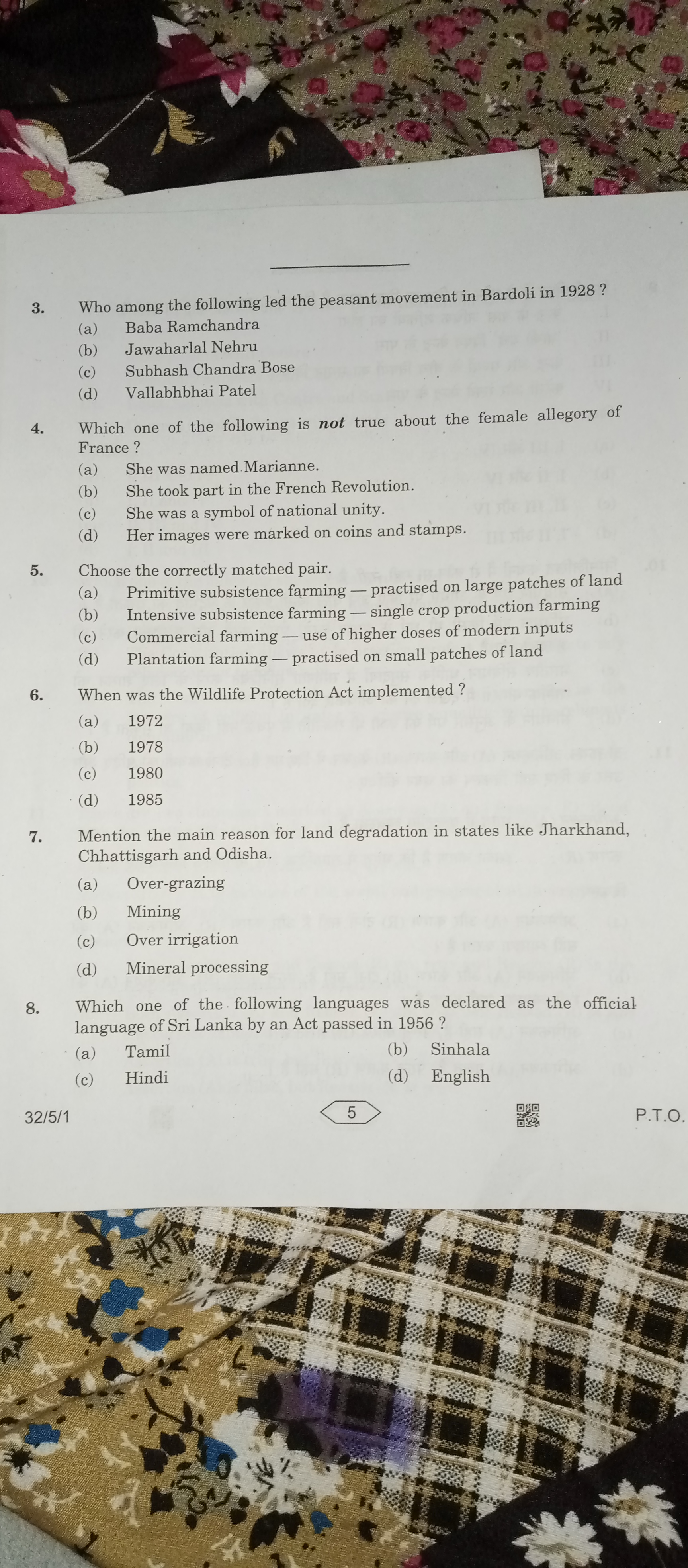 3. Who among the following led the peasant movement in Bardoli in 1928