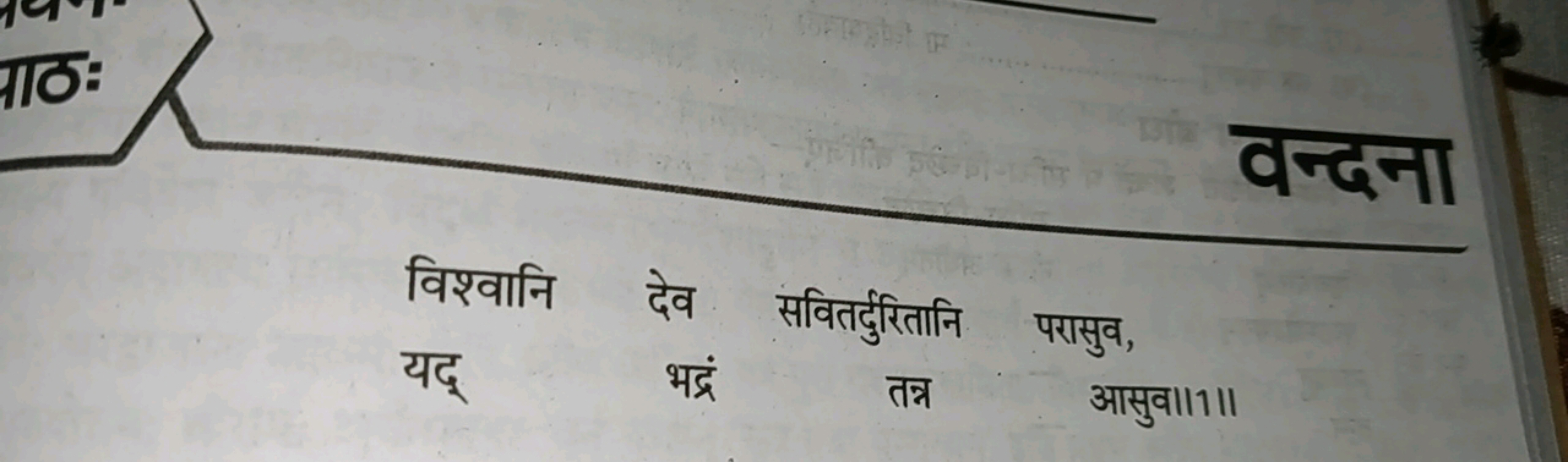 वन्दना
विश्वानि देव सवितर्दुरितानि प्रासुक, यद्

भद्रं
तत्र
आसुव॥11॥