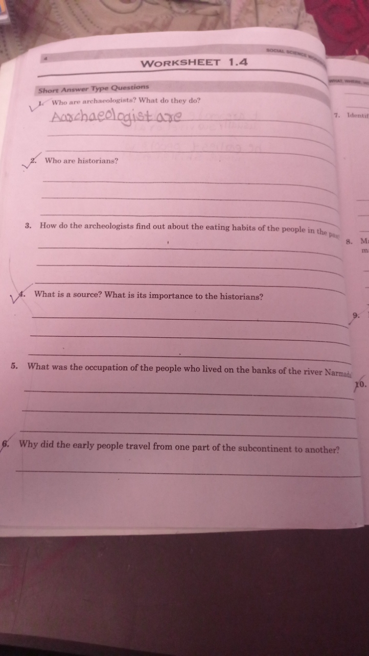 WORKSHEET 1.4
socks scievert wien

Short Answer Type Questions
what we