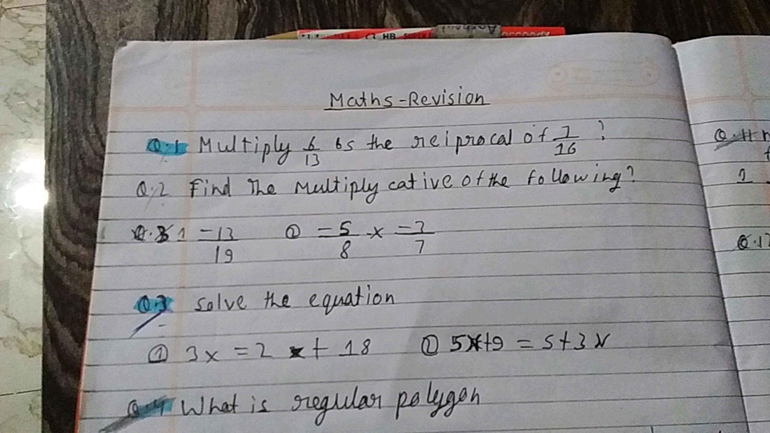 CHB SUPER D
Maths-Revision
Multiply for is the reiprocal of 1
13
16
02